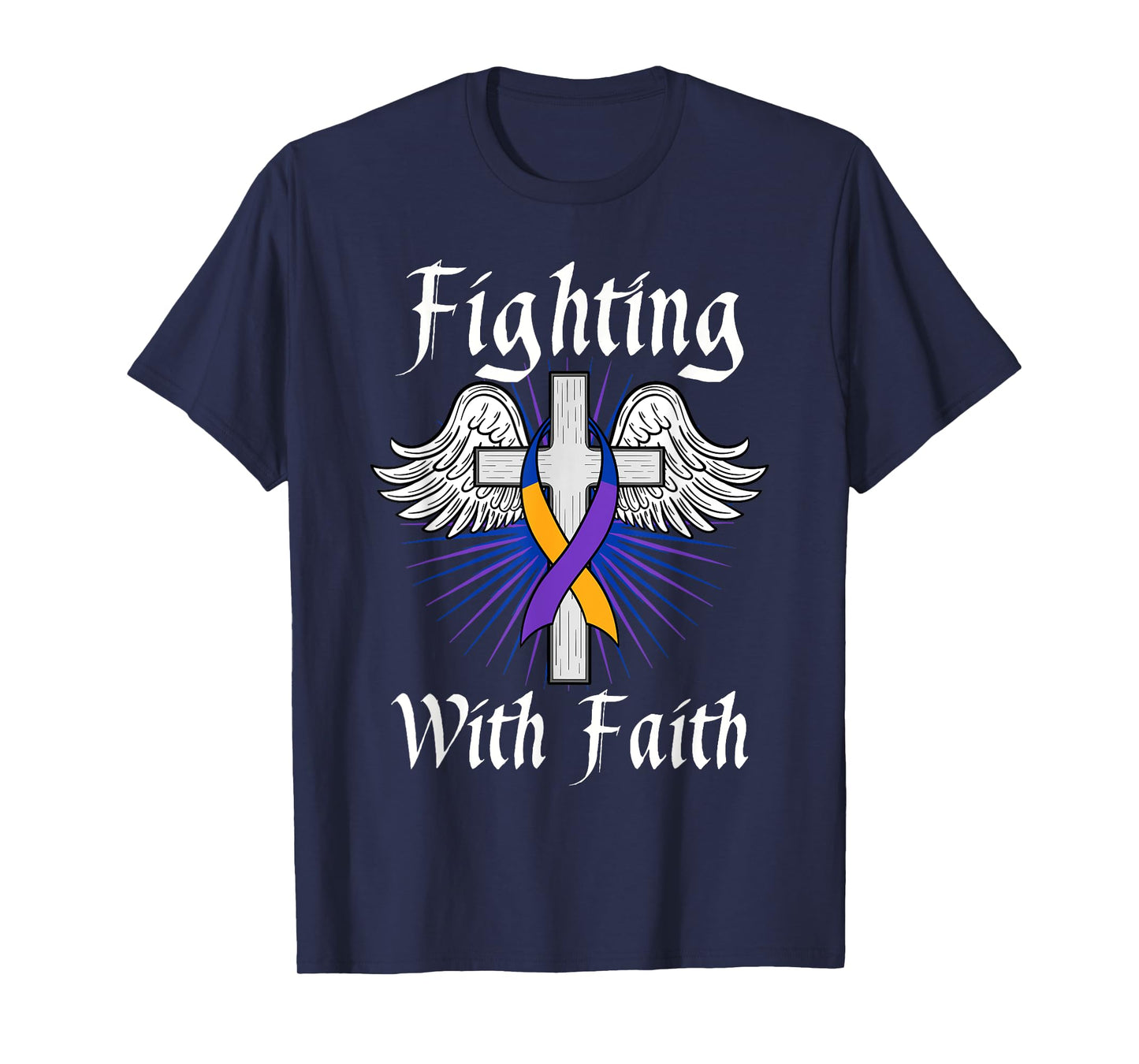 Fighting Faith Bladder Cancer Purple Blue And Yellow Dysuria T-Shirt