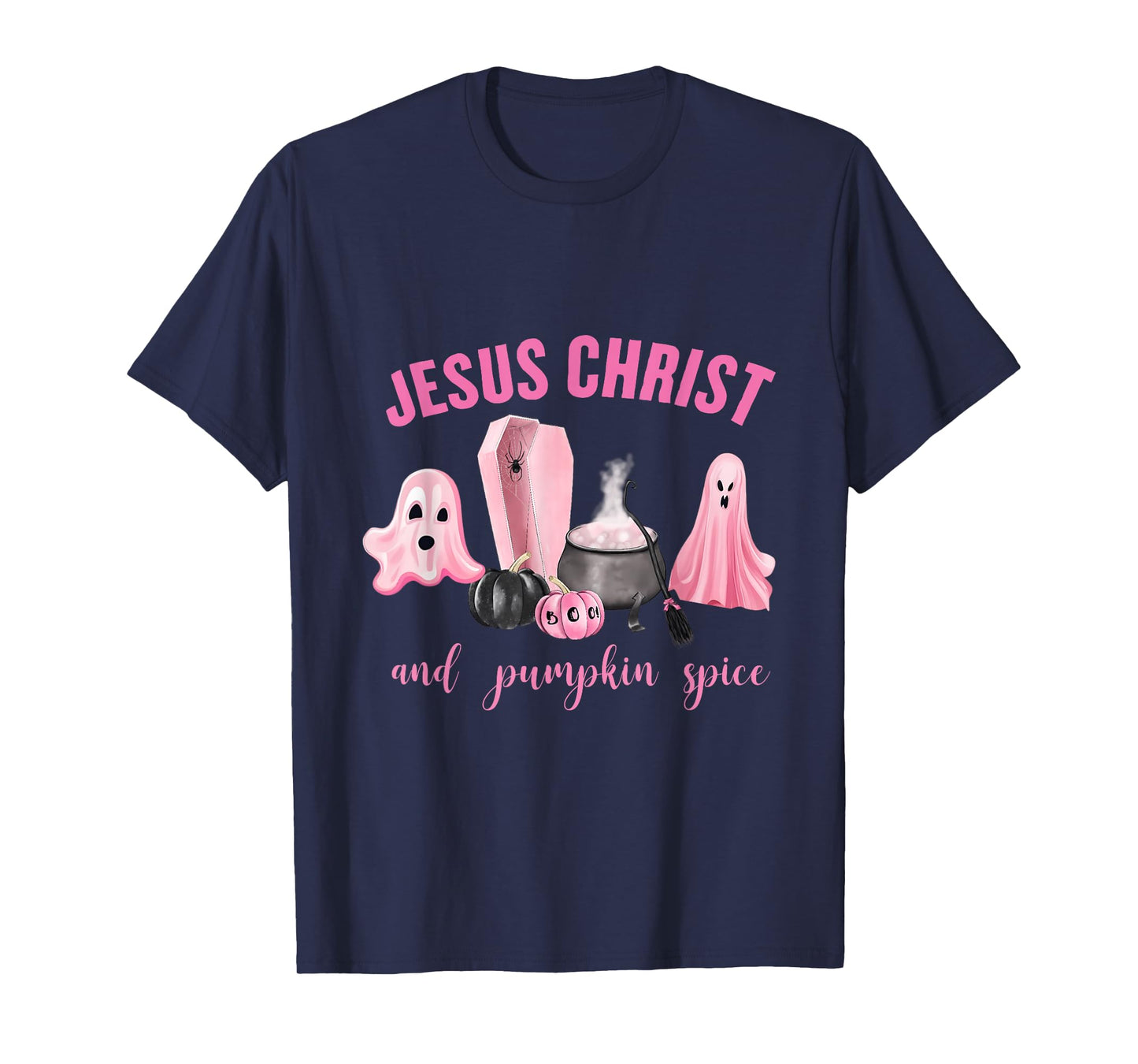 Jesus Christ & Pumpkin Spice Pink Fall Faith-Based Pumpkin T-Shirt
