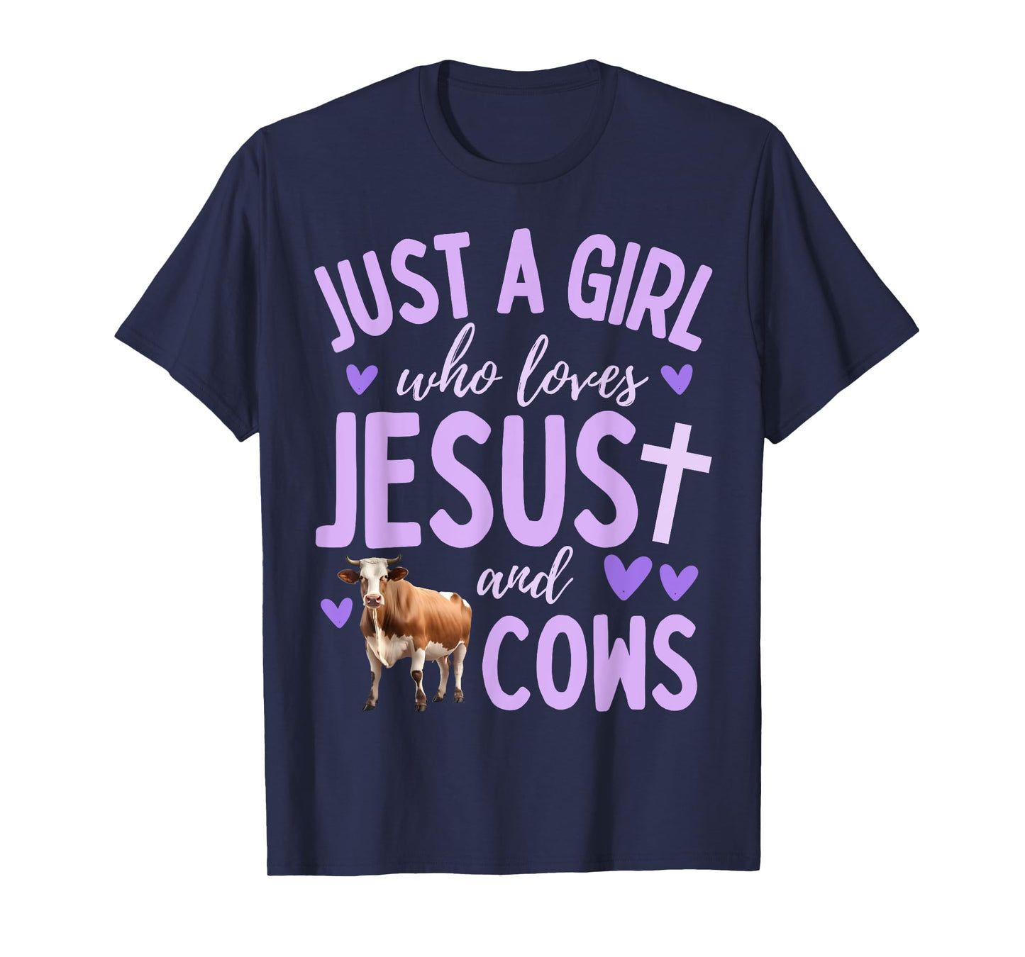 Just A Girl Who Loves Jesus and Cows Christian Cute T-Shirt