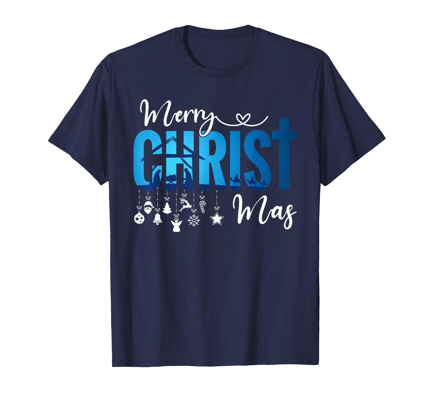 Merry Christ-Mas & Nativity Scene Christian Faith Holiday T-Shirt