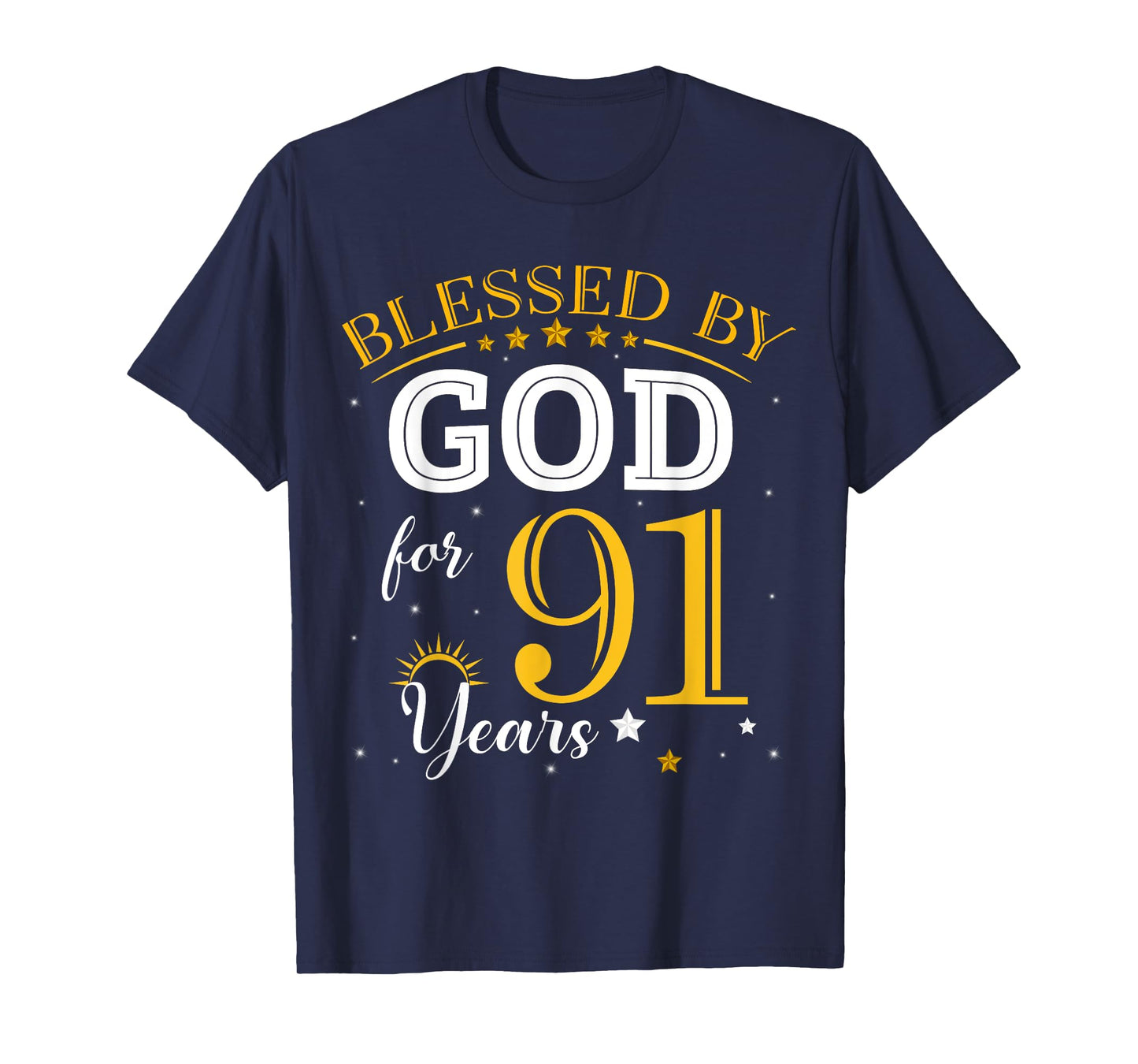 Vintage Blessed by God For 91 Years Old 91st Birthday Girl T-Shirt