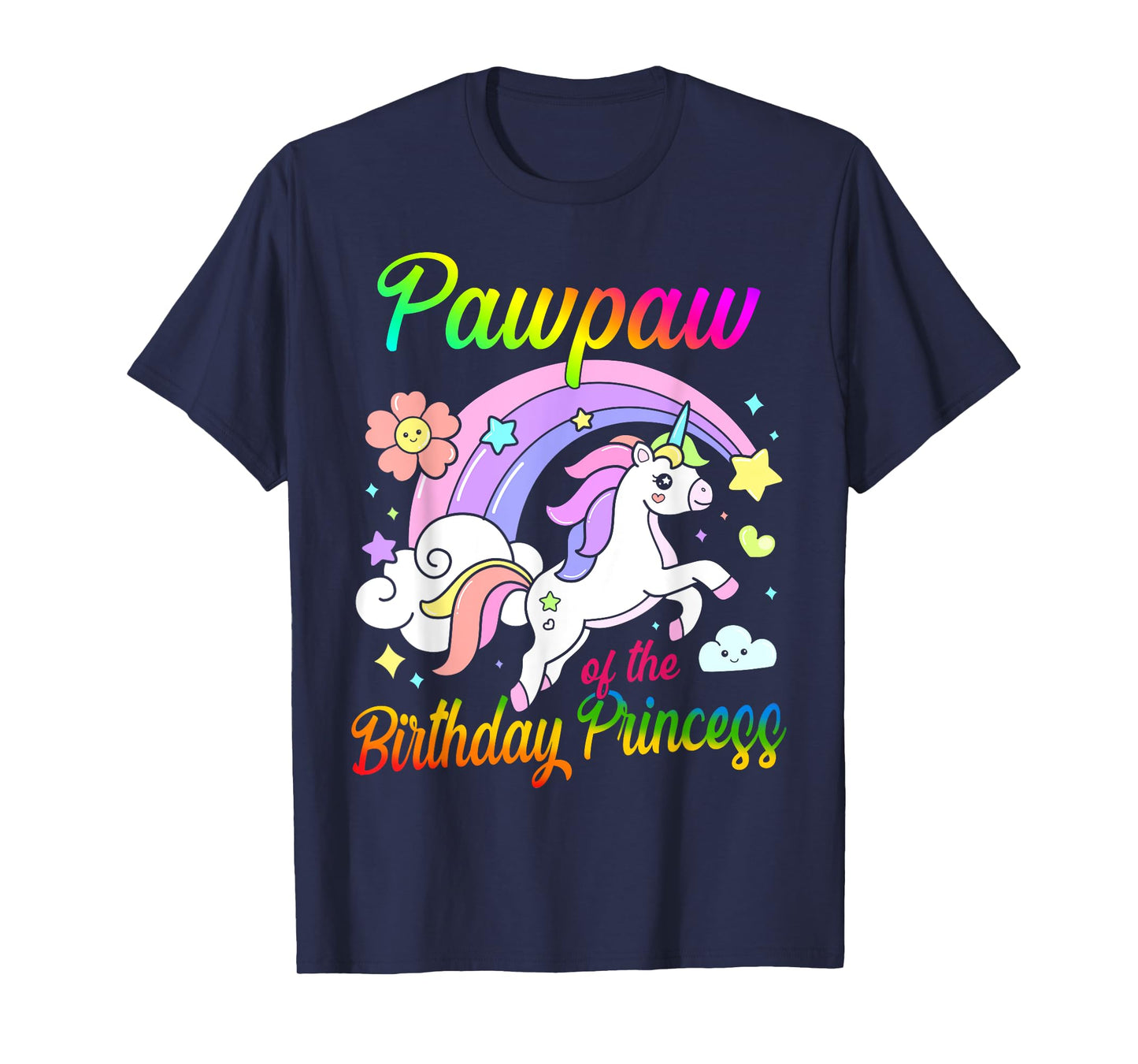 Pawpaw Of The Birthday Princess Unicorn Matching Family T-Shirt