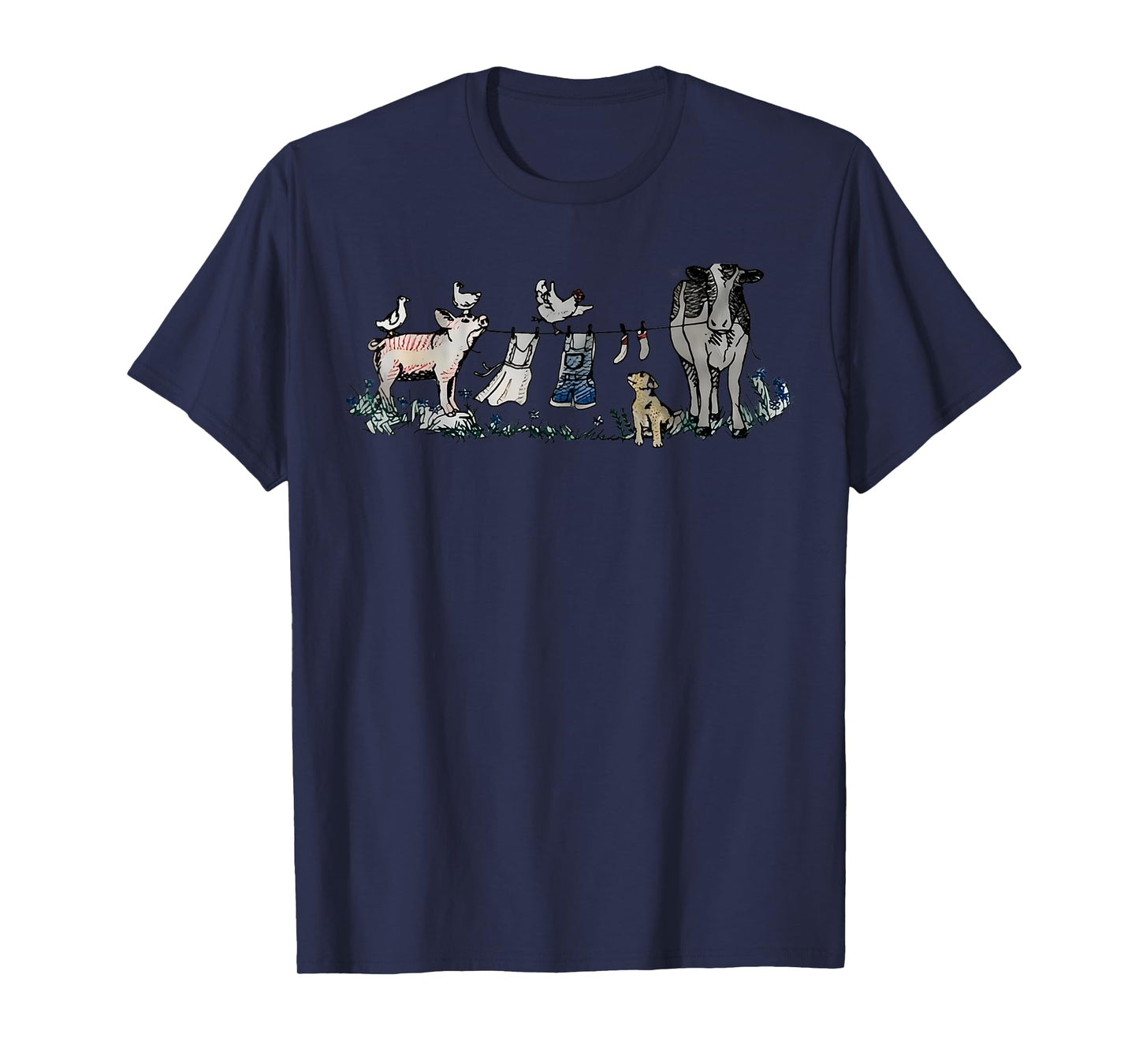 Retro Barnyard Animals Meme Farm Animals Hanging Clothesline T-Shirt