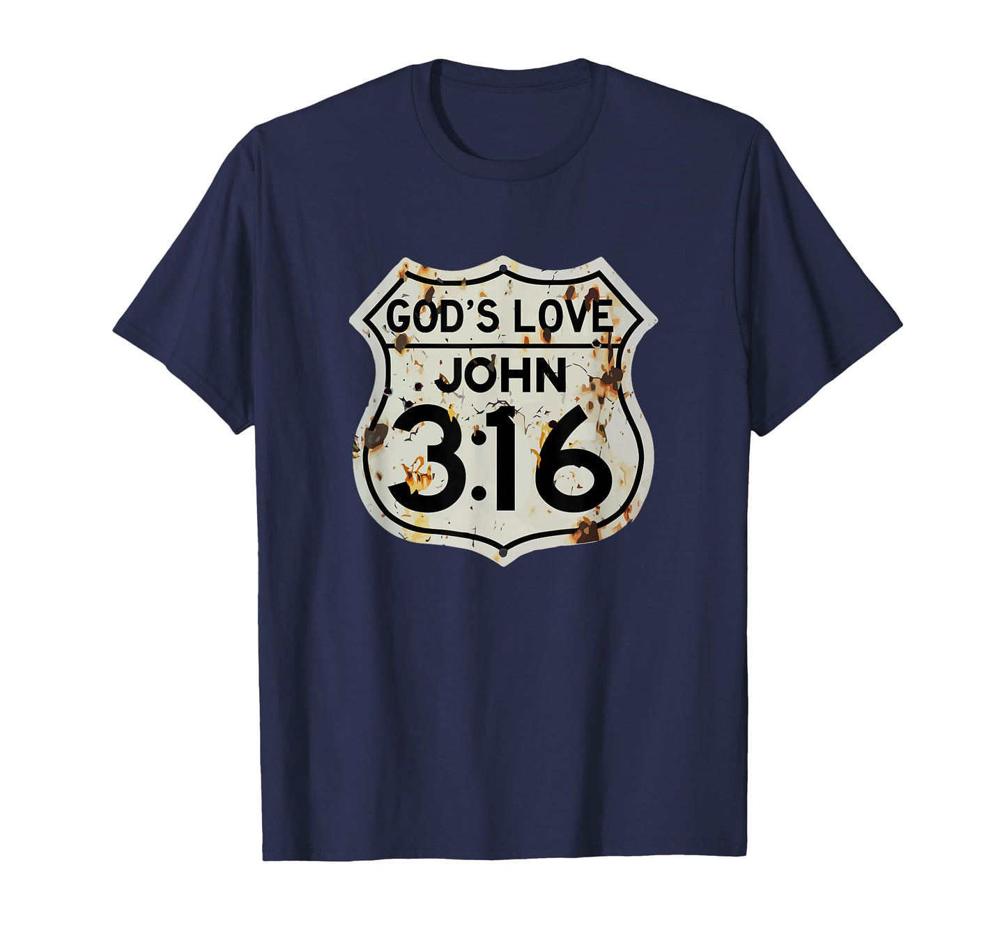 John 3:16 Vintage USA Highway Sign Bible Verse Inspired T-Shirt