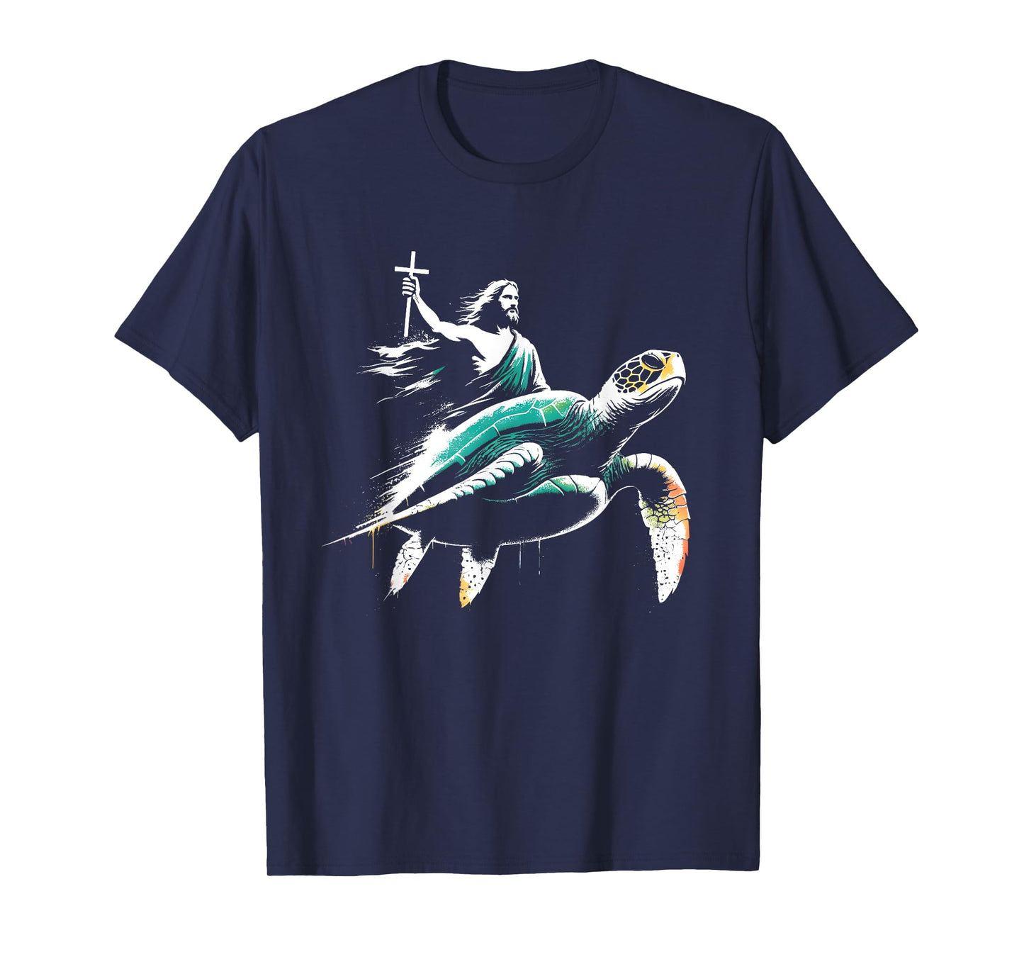 Jesus Riding Sea Turtle - Funny Christian Turtle Lover T-Shirt