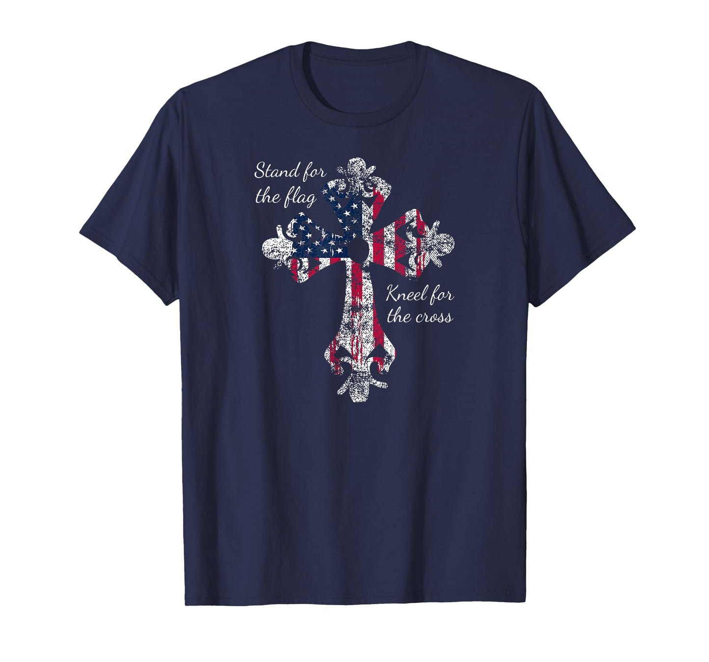 Stand for the Flag Kneel for the Cross Proud Patriotic USA T-Shirt for Women Kids Men