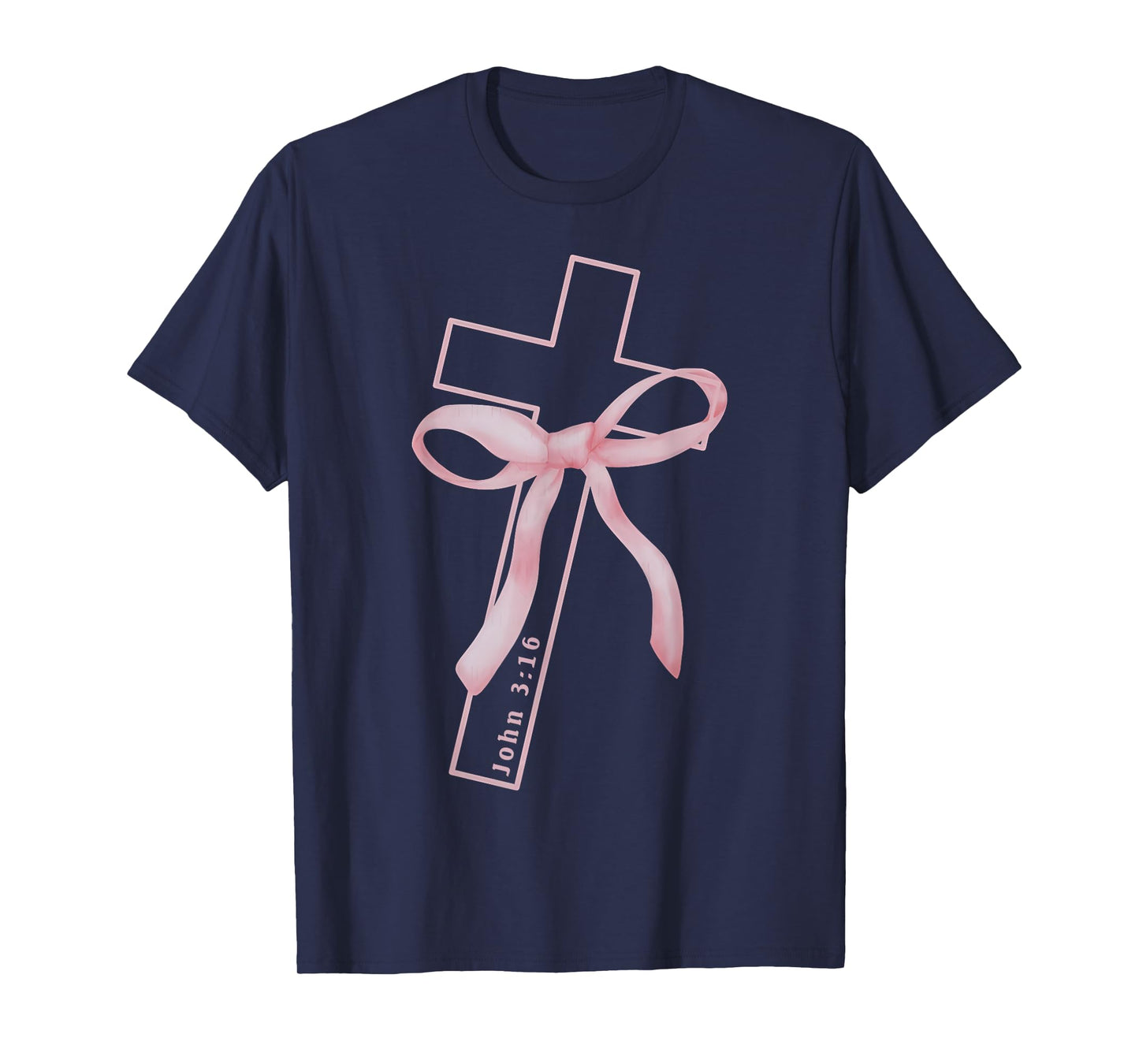 Pink Bow Cross Graphic for Girl Women Christian T-Shirt