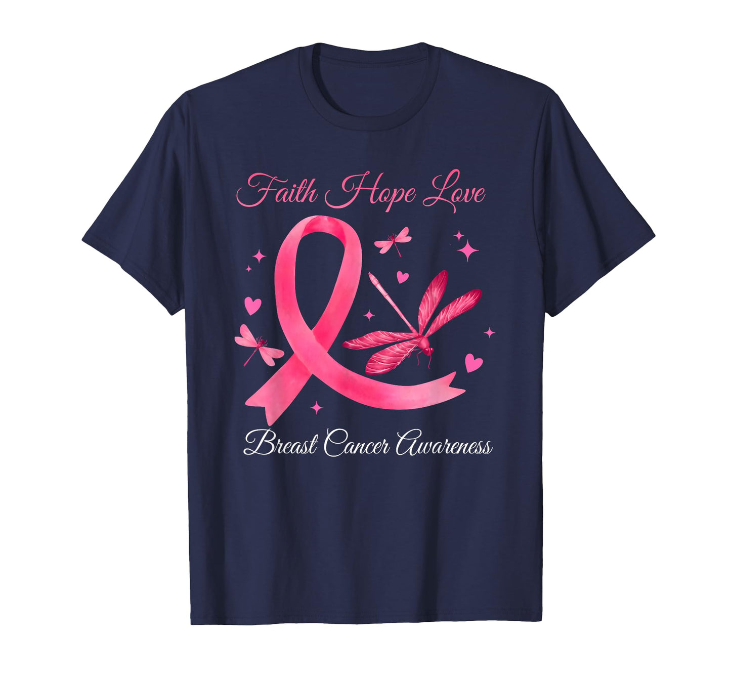 Faith Hope Love Flowers Breast Cancer Awareness Support T-Shirt