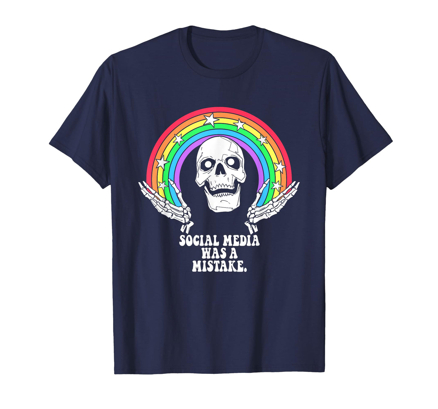 Social Media Was A Mistake Skeleton Design T-Shirt