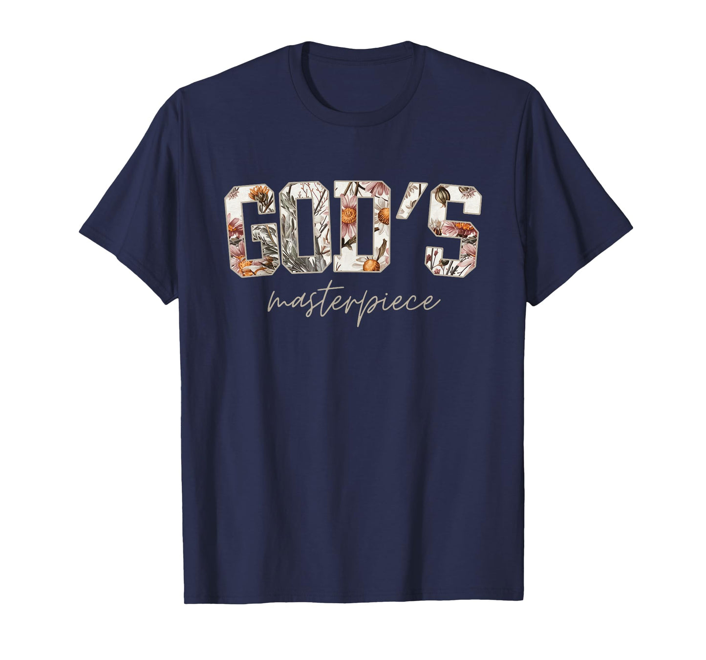 Faith Floral Varsity Boho Chamomile Text God's T-Shirt