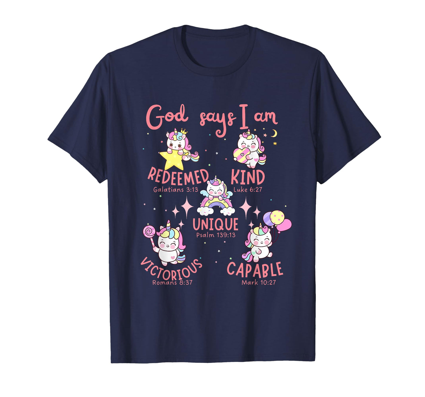 God says I am Unicorn Cute Christian Kids T-Shirt