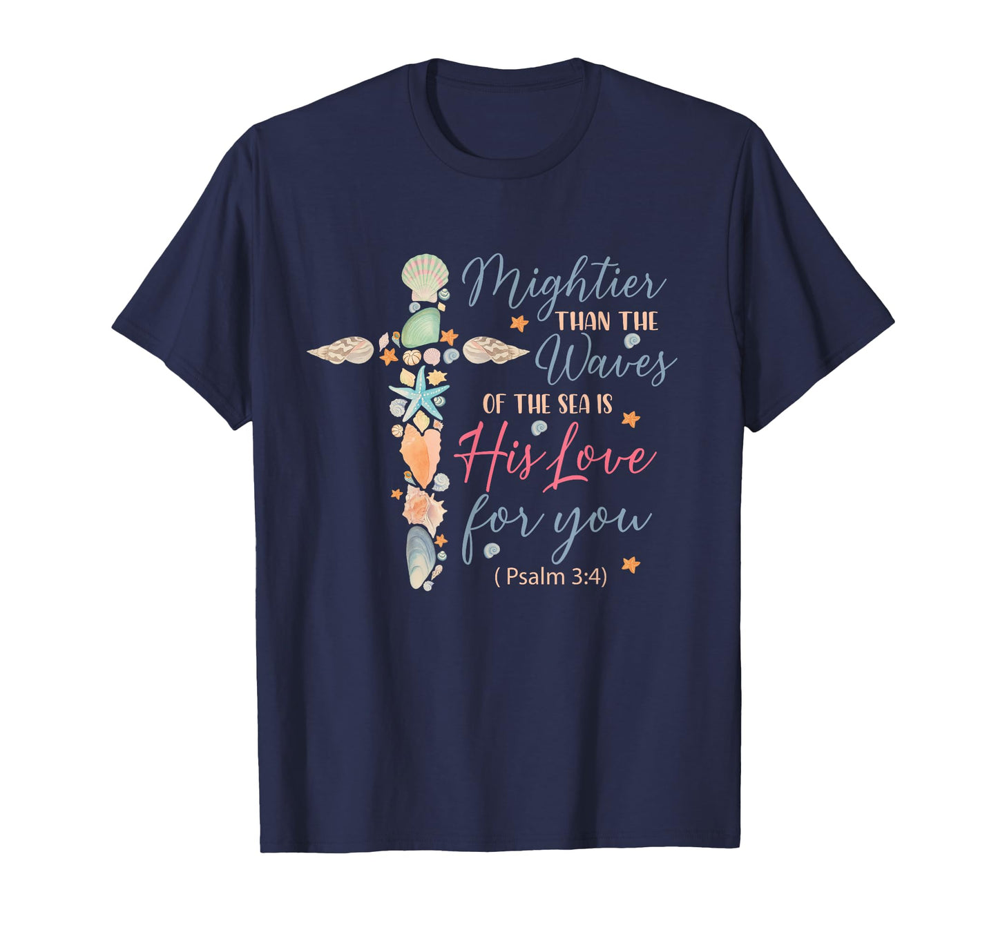 Christian Seashell Style Beach Vacation Faith Cross Women T-Shirt