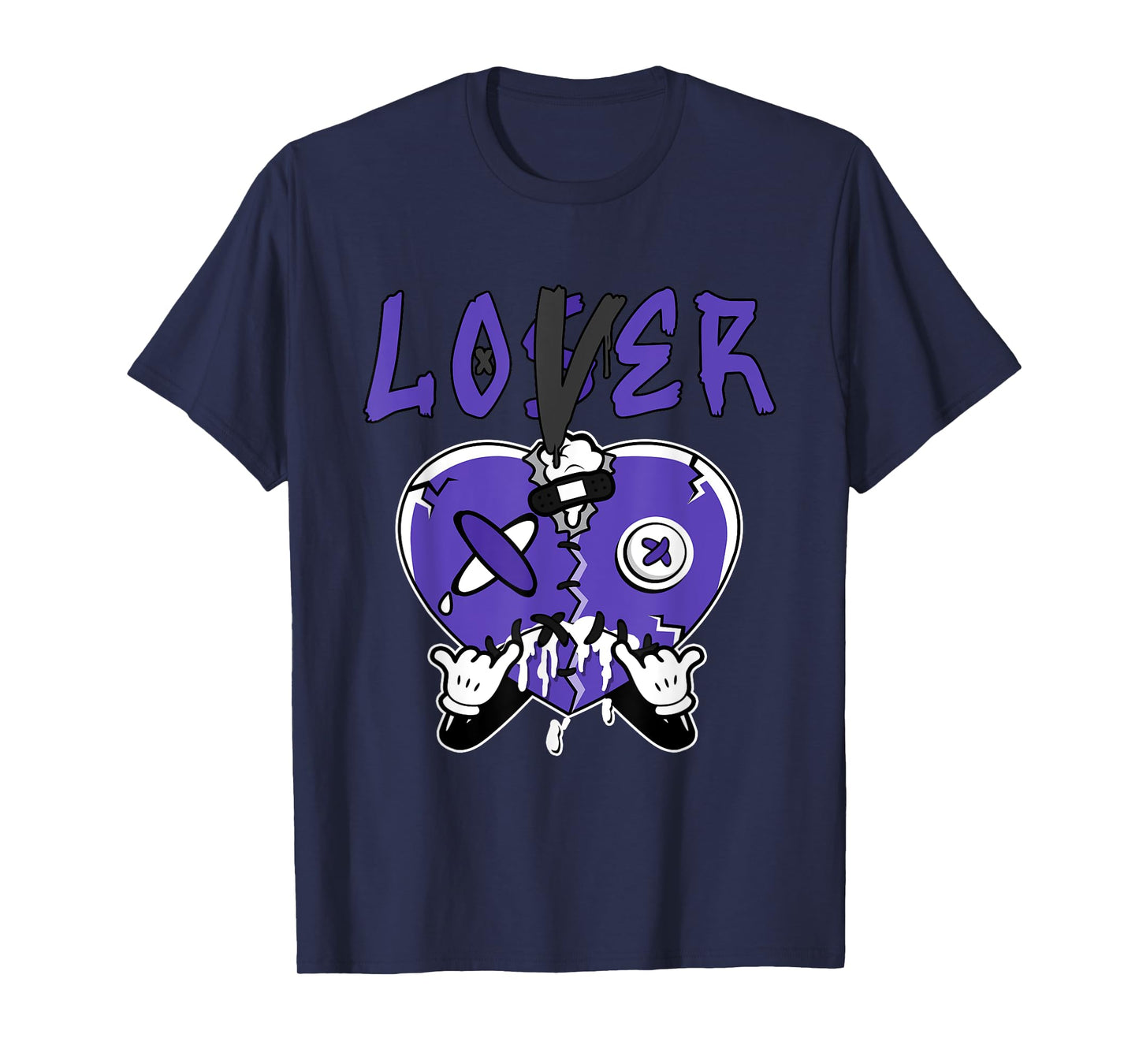 Loser Love Drip Heart Matching Black Field Purple 12s T-Shirt