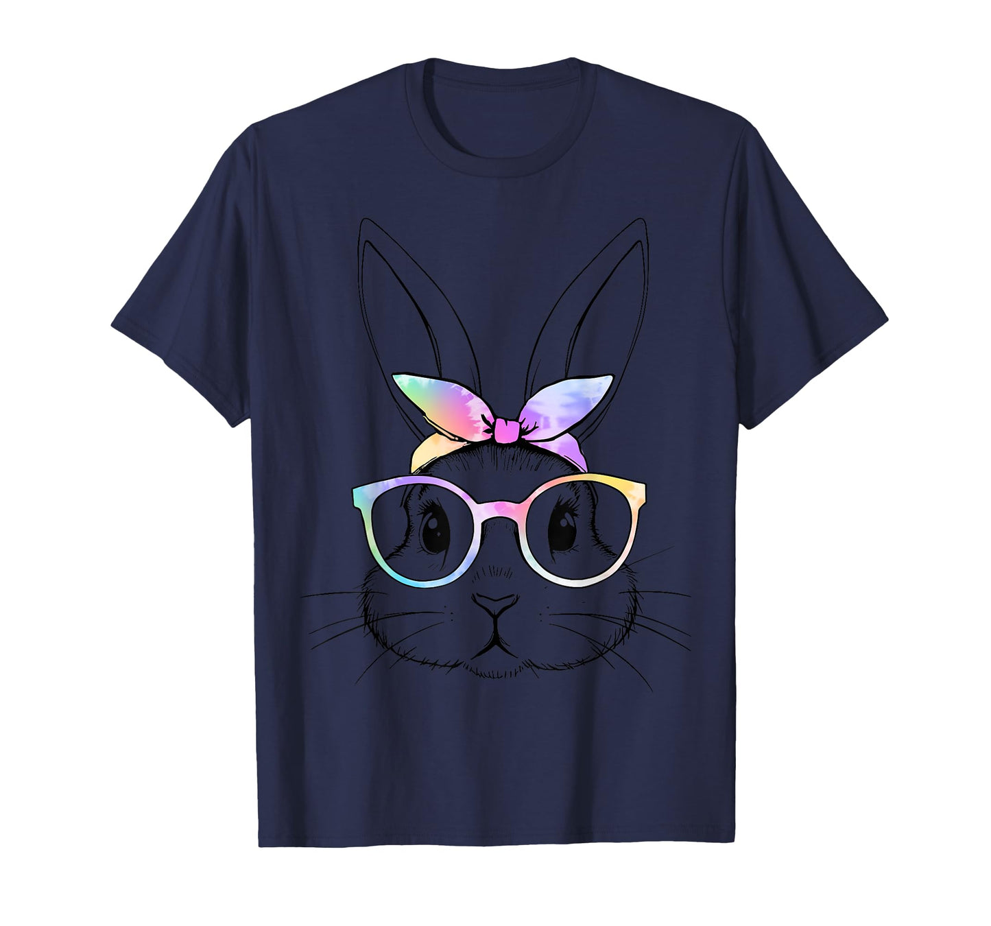 Cute bunny rabbit tie dye glasses bandana easter girls women T-Shirt