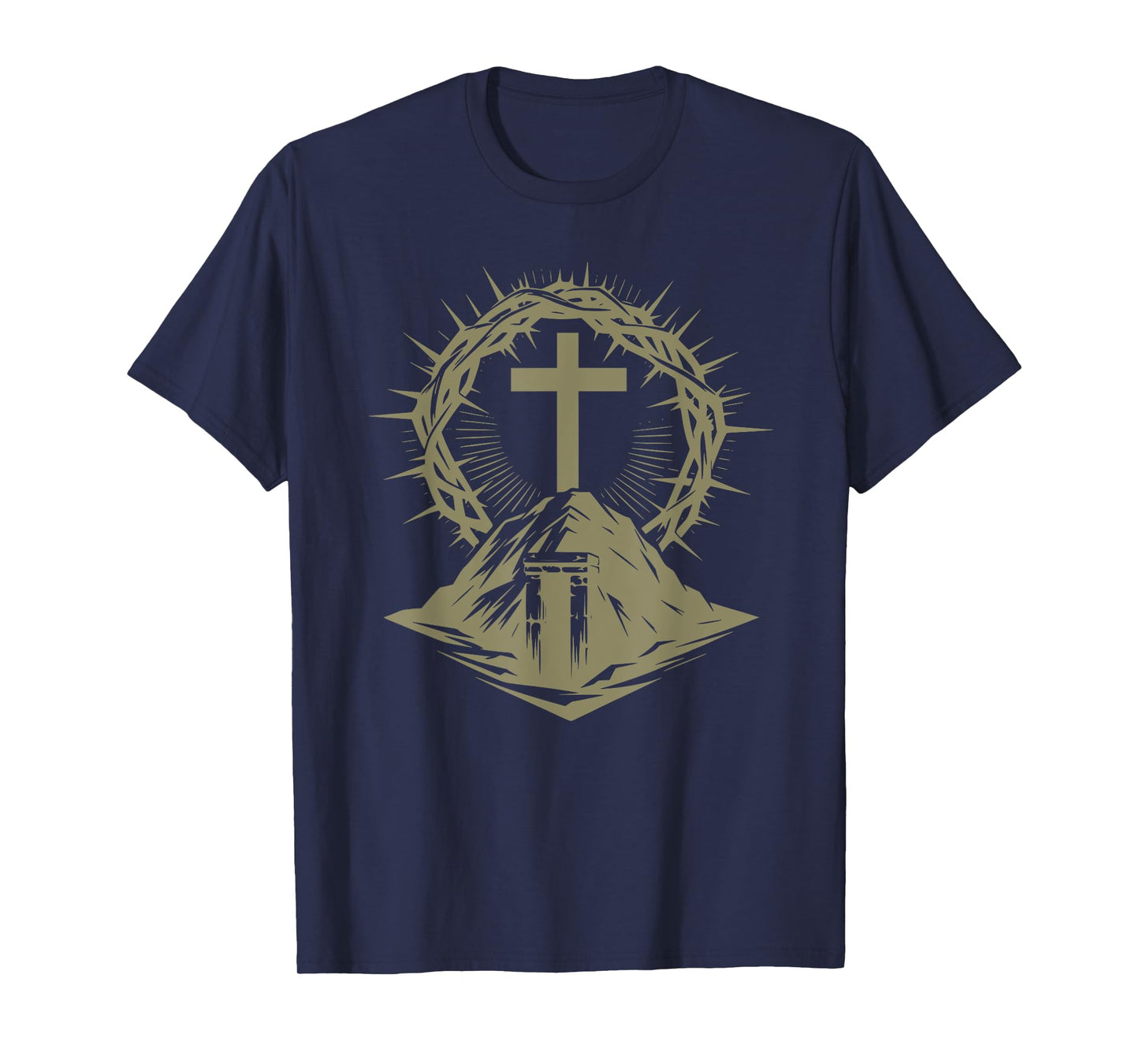 Cross Crown of Thorns Tomb Christian Jesus Easter Church T-Shirt