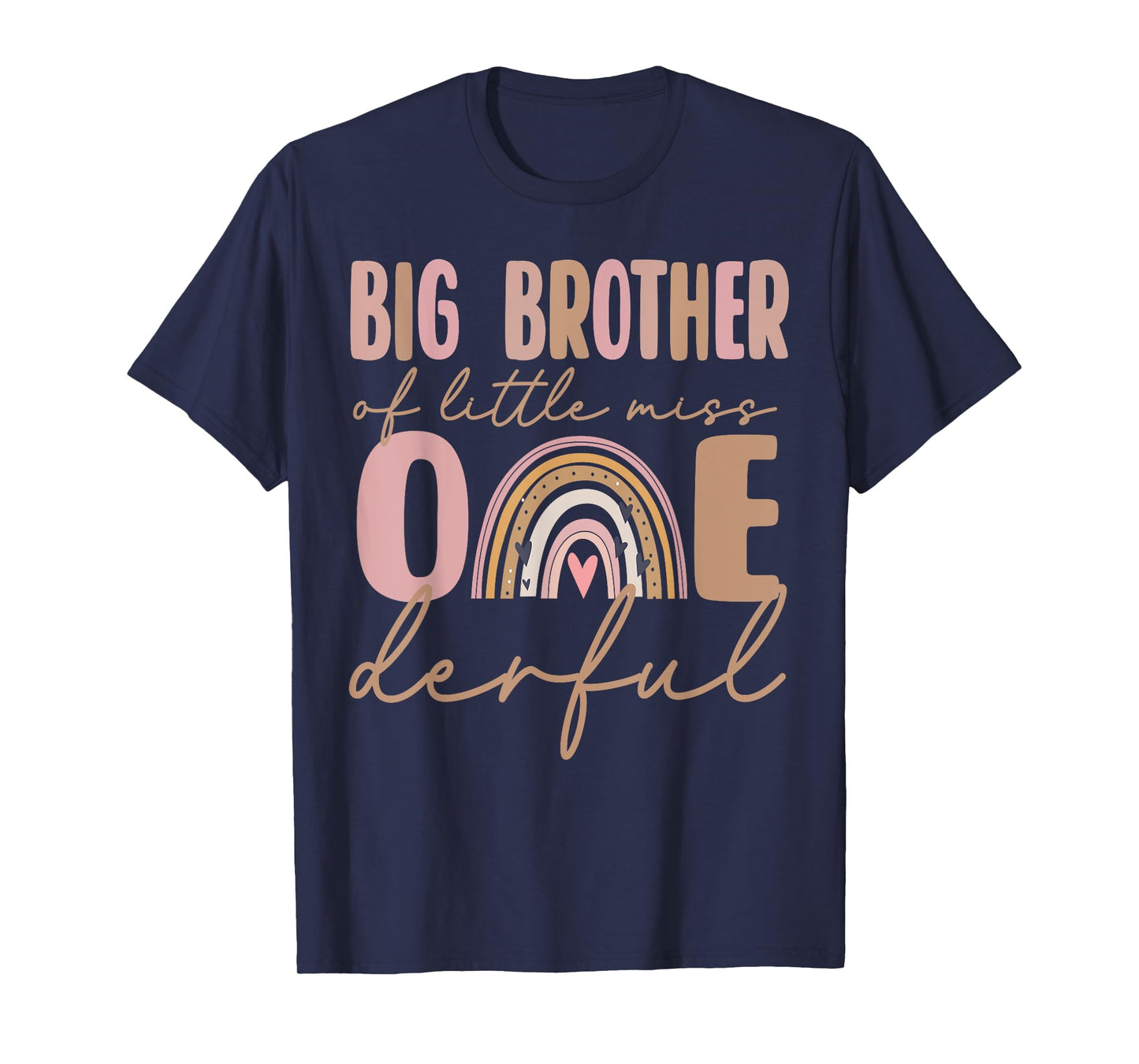 Big Brother of Little Miss Onederful Birthday Boho Rainbow T-Shirt