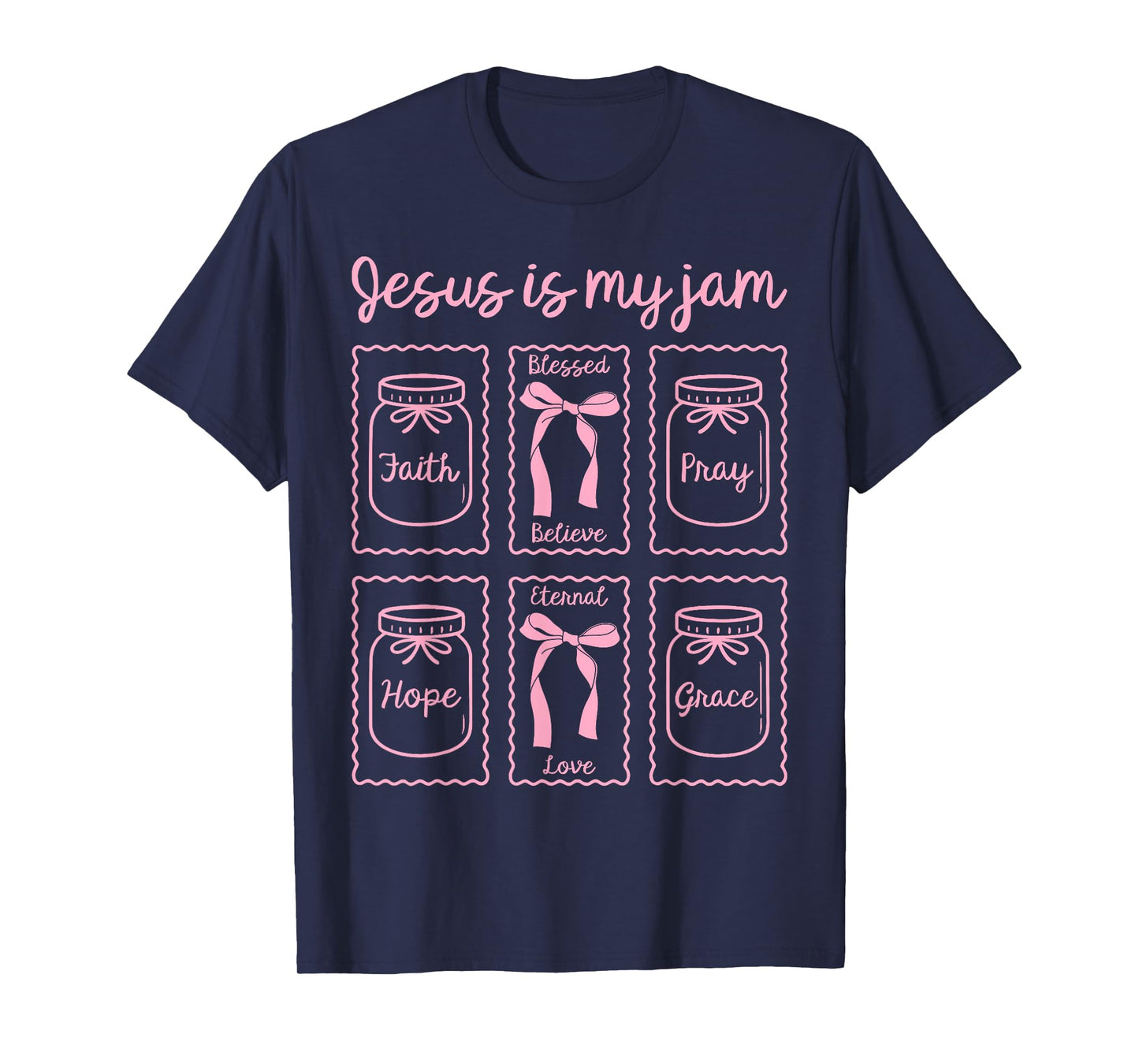 Jesus is My Jam Christian Faith Jesus God Lover Coquette Bow T-Shirt