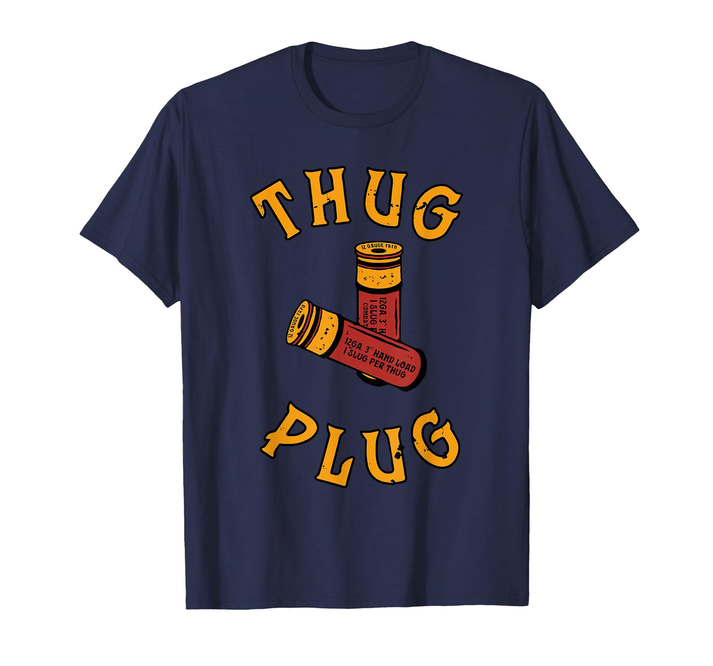 THUG PLUG Black Unisex-Adults Cotton 85% Polyester 15% Casual Humorous Modern U-Neck Short Sleeve T-Shirt