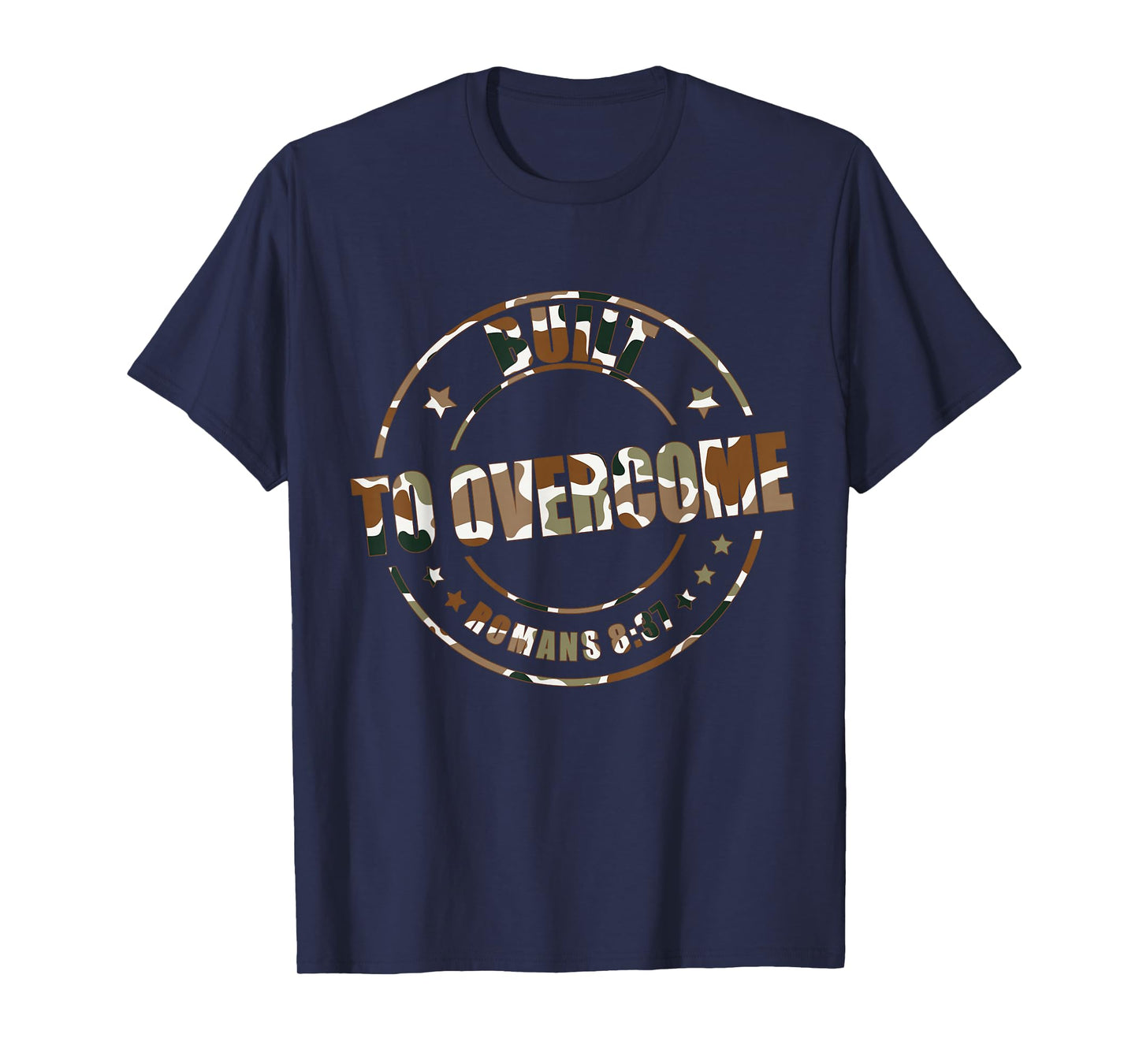 Built to Overcome Camo Scripture Gym Christian Workout Faith T-Shirt