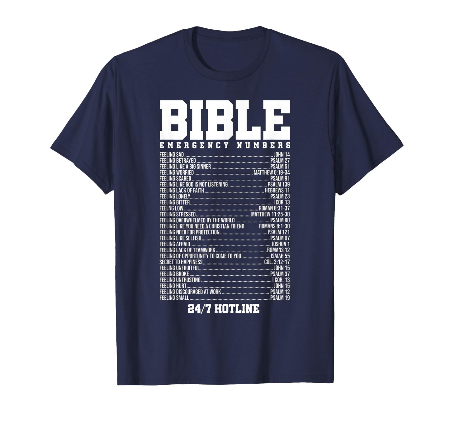 Bible Verses Emergency Number Hotline Christian Religious T-Shirt