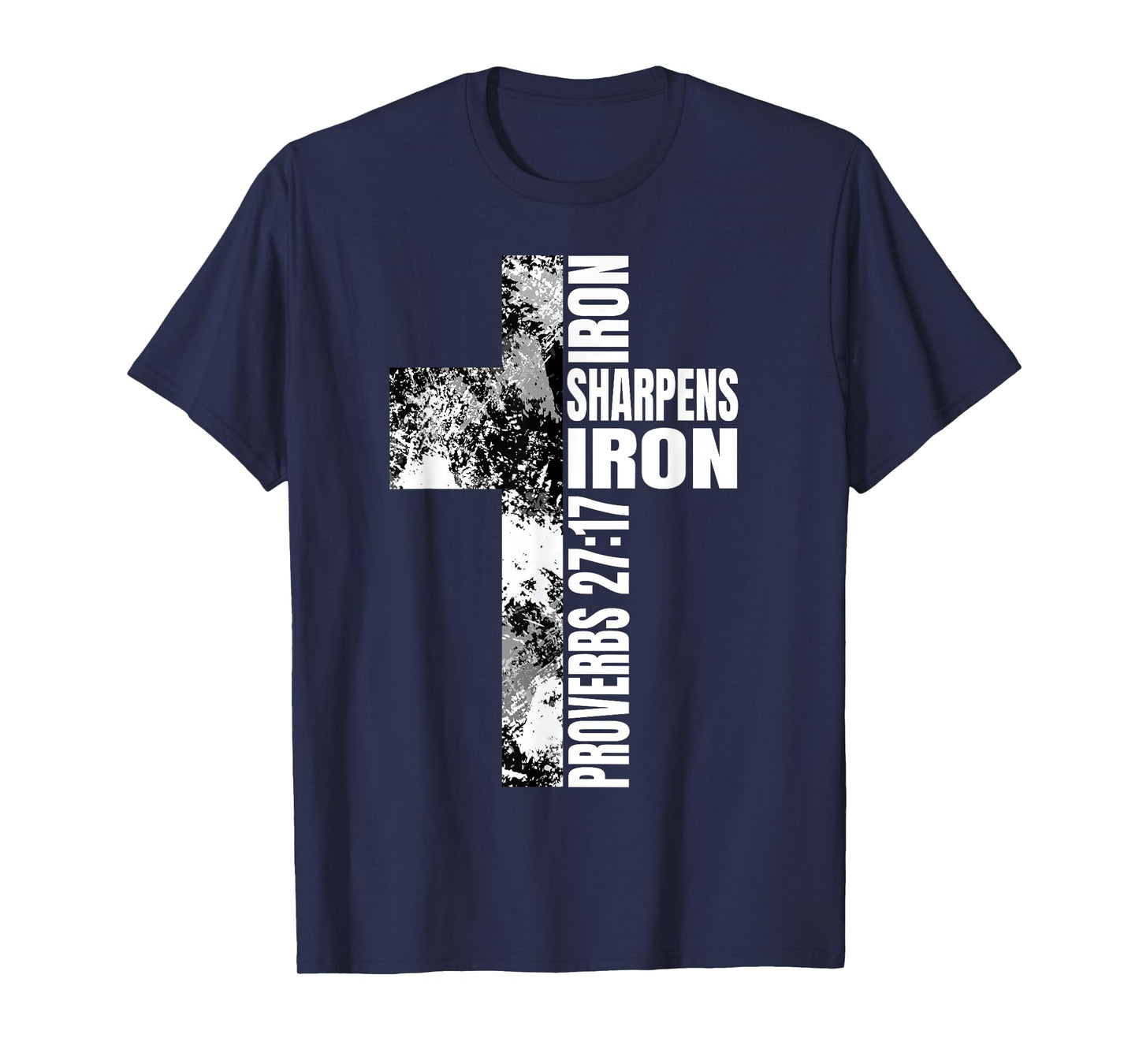 Black White Cross Iron Sharpens Iron Verse Christian Couples T-Shirt