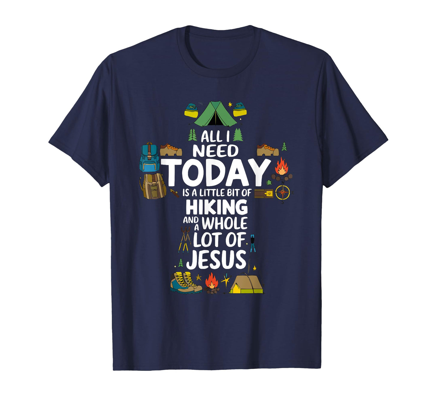 Hiking Jesus Christ Religion Christian Hiker Christianity T-Shirt
