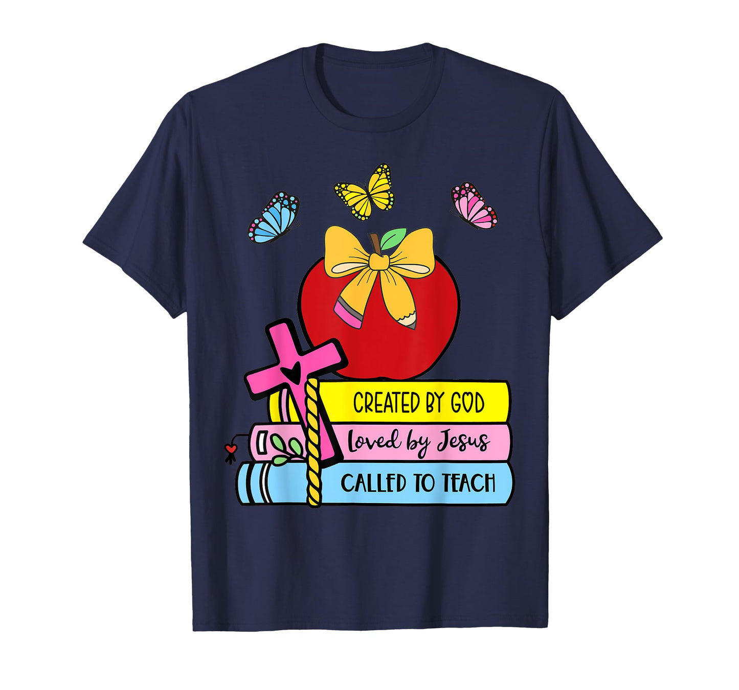 Created By God Called To Teach Pretty Books Christian T-Shirt