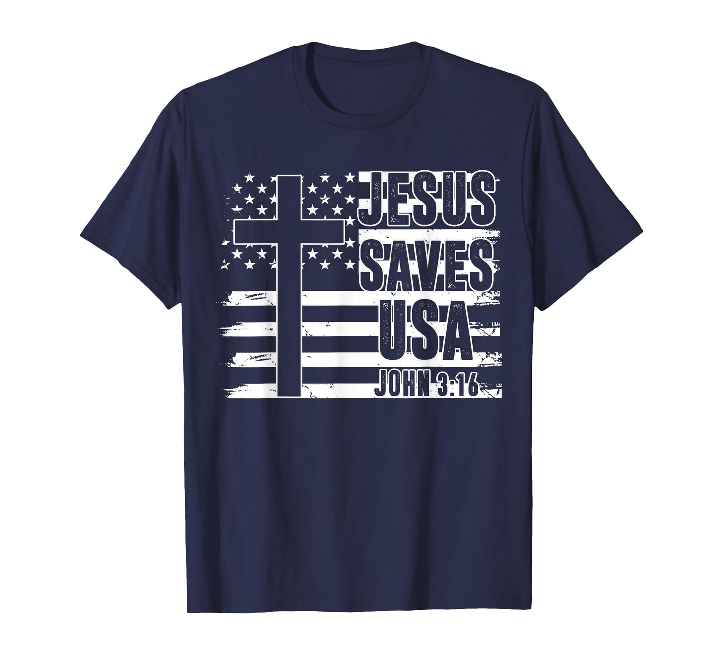 Dad Jesus Saves American Flag USA Patriotic Boys Christian T-Shirt