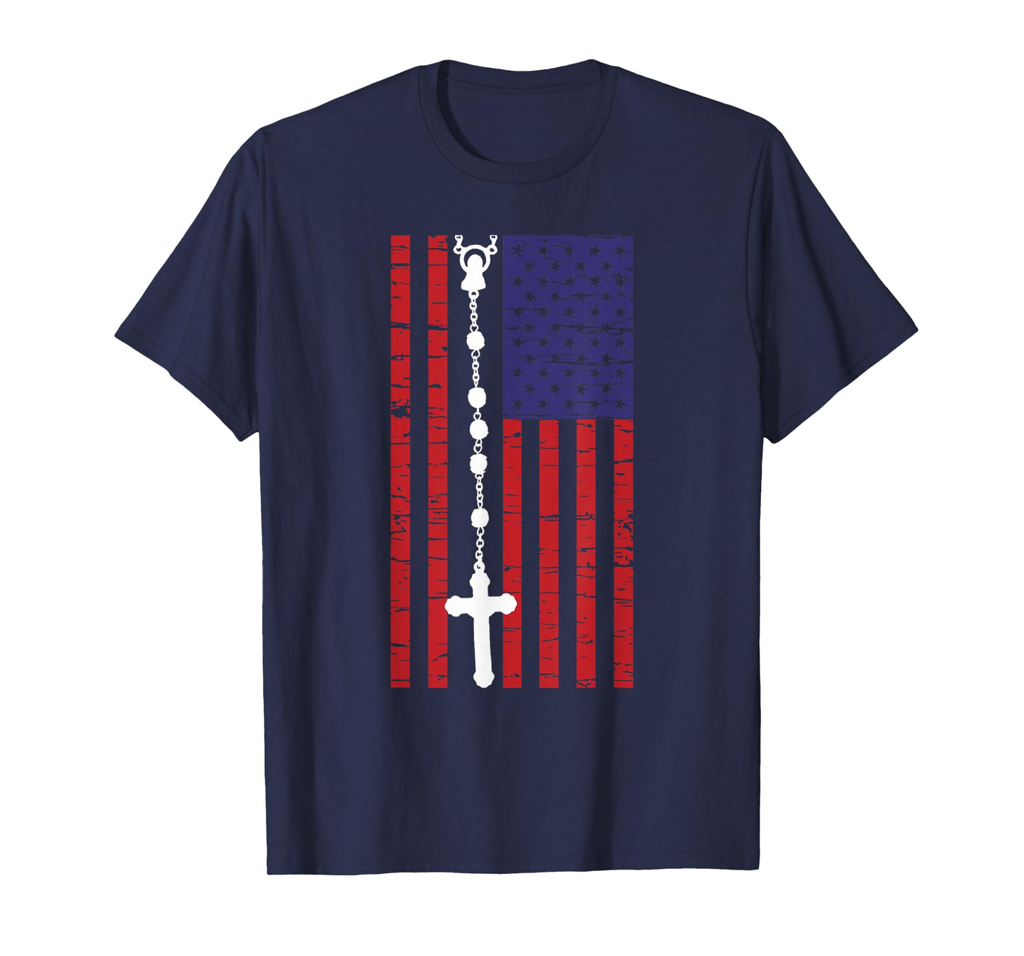 American Flag Rosary Catholic T-Shirt