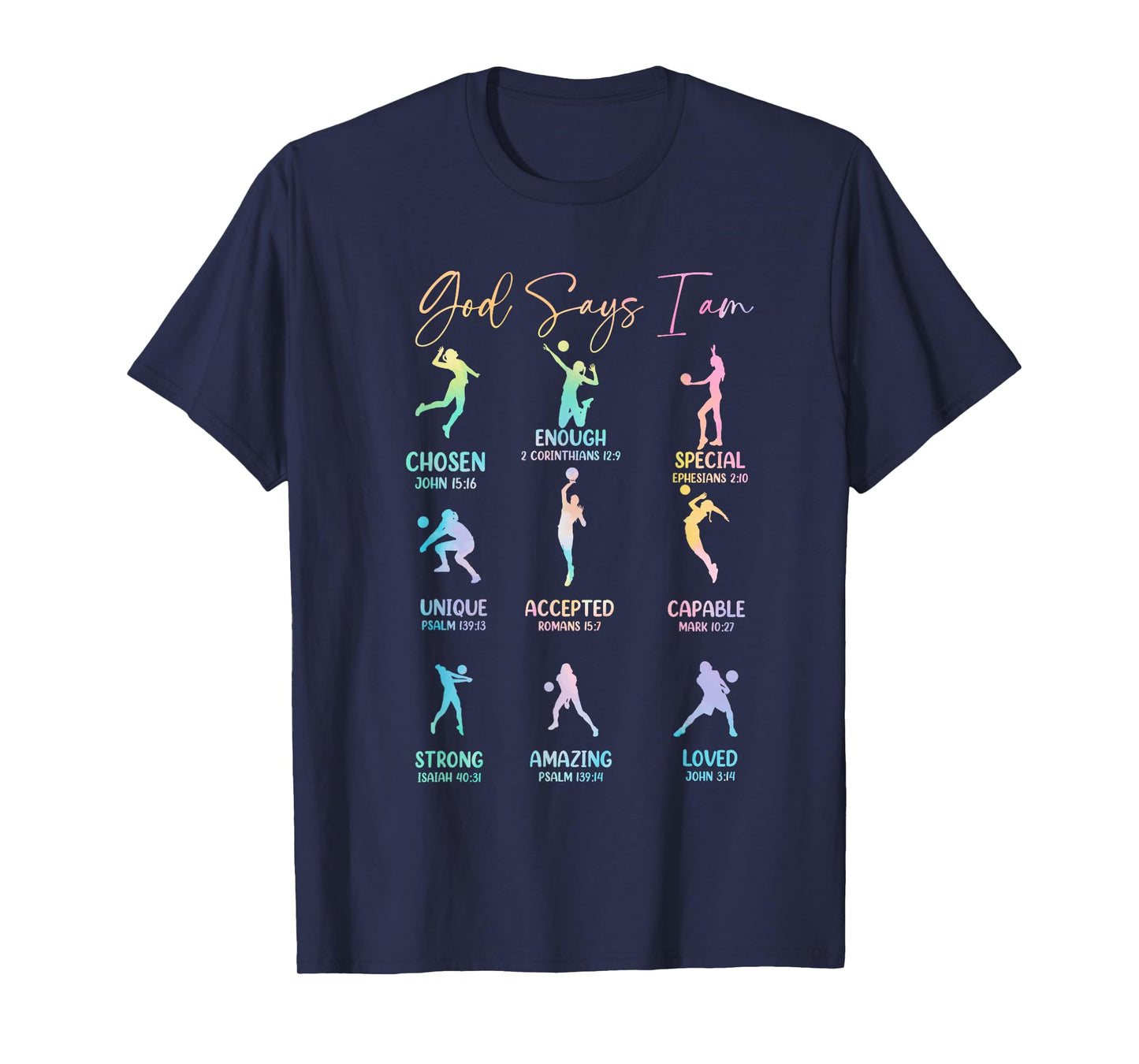 God Says I Am Volleyball Girls Teens Kid Christian Religious T-Shirt