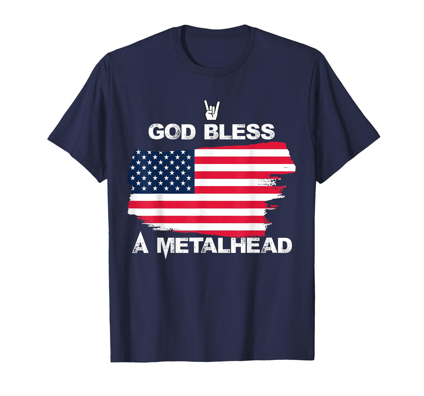 God Bless A Metalhead | Funny American Flag Rock Music T-Shirt