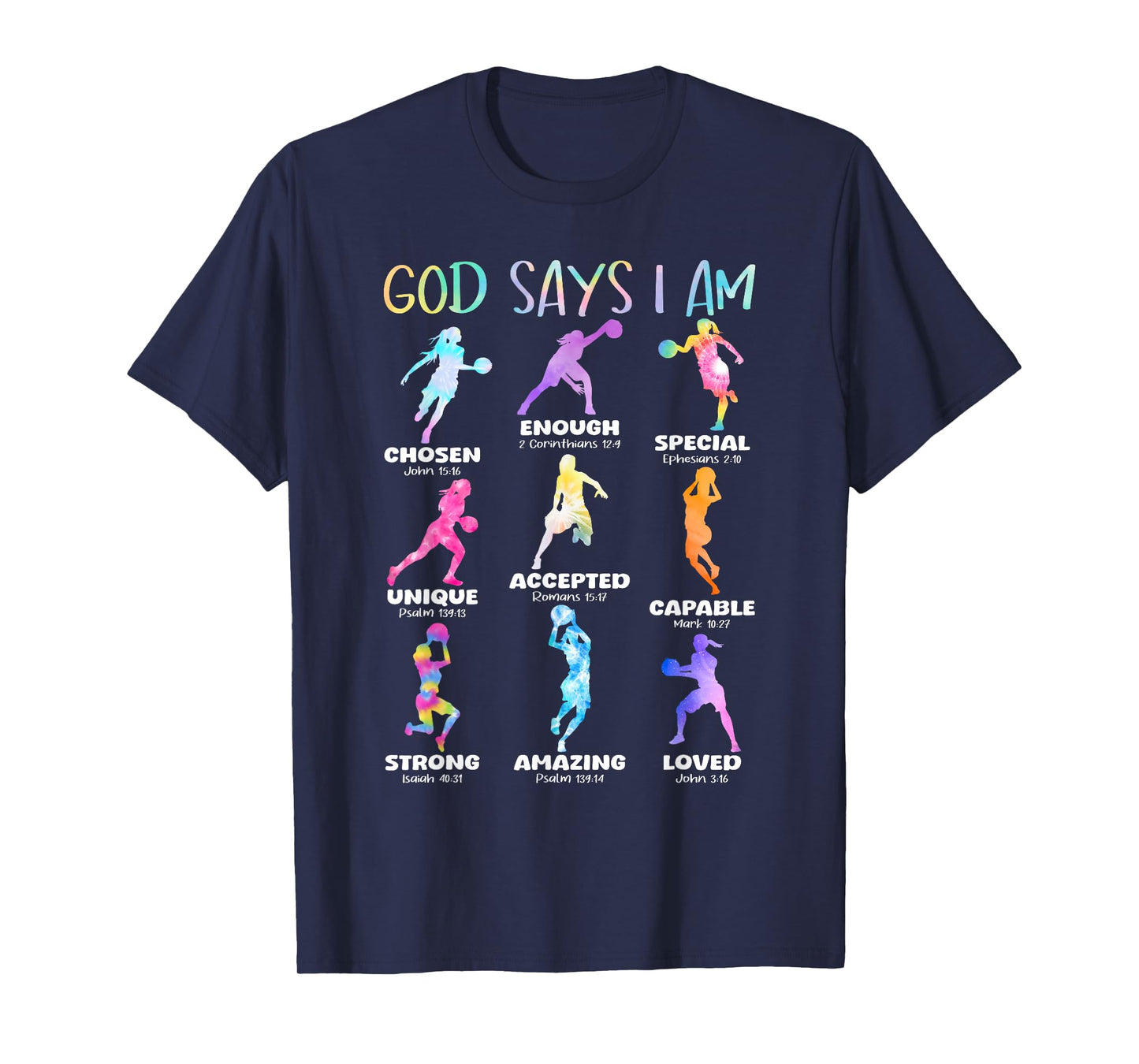 God Says I Am Christian Girls Teens Kids Basketball Tie Dye T-Shirt