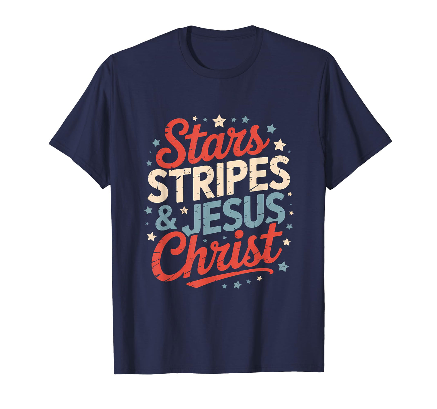 Stars & Stripes Jesus Christ 4th Of July Religious Christian T-Shirt
