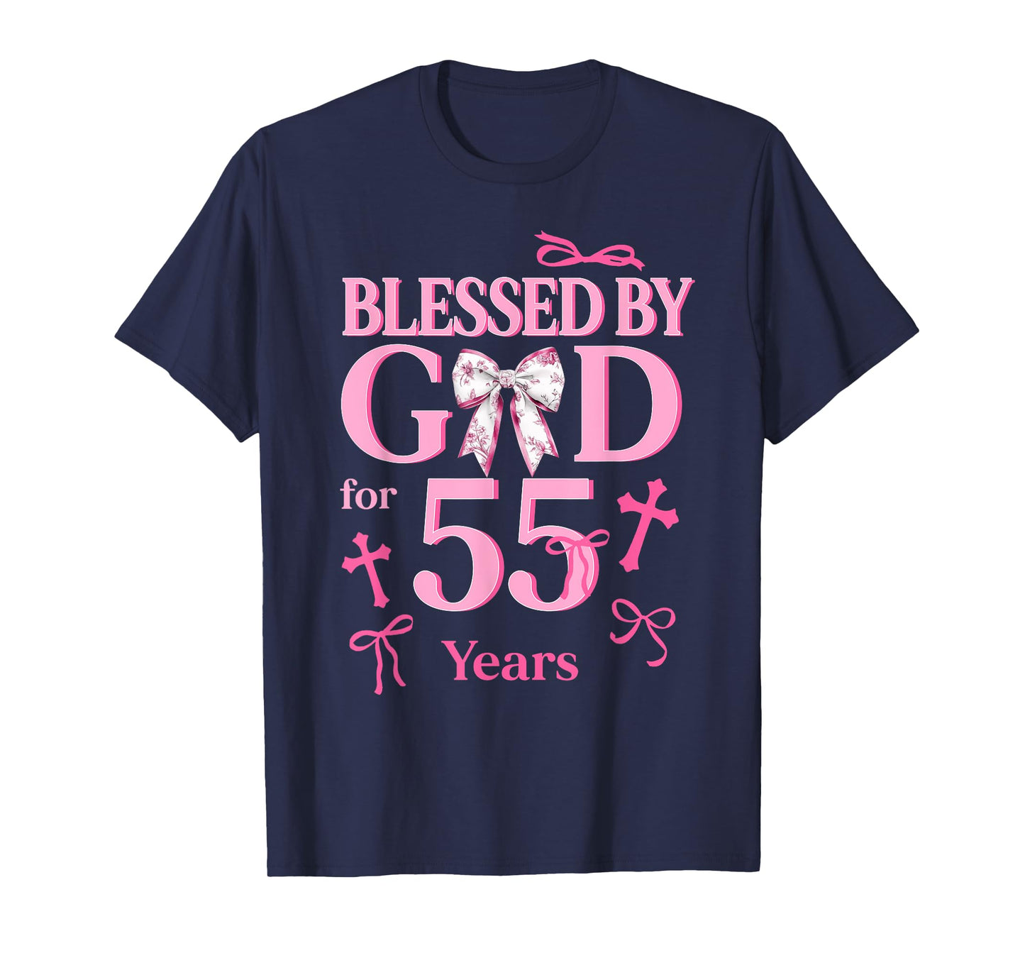 Blessed By God For 55 Years Old Woman 55th Birthday Coquette T-Shirt