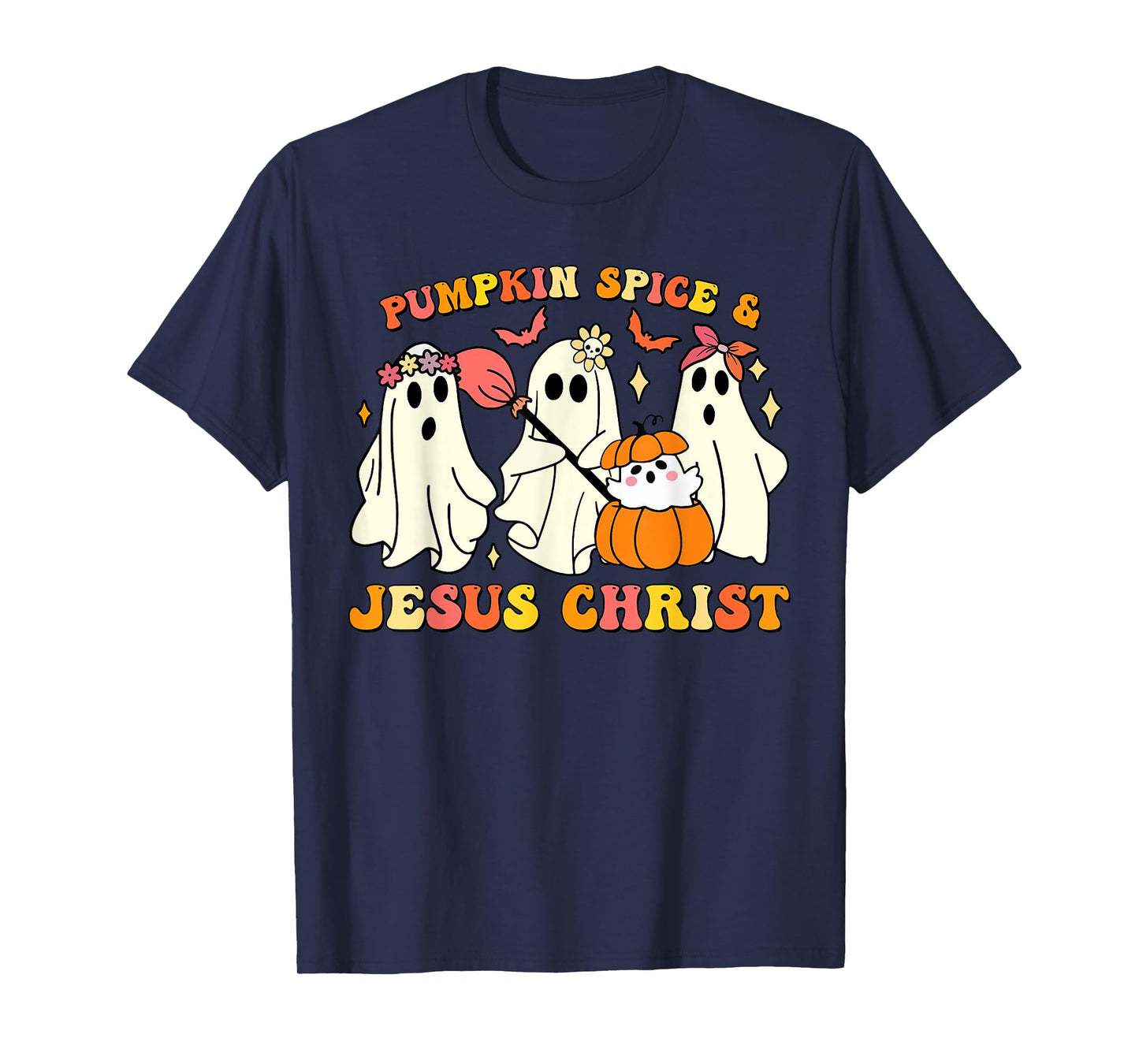 Pumpkin Spice and Jesus Christ Halloween Ghosts T-Shirt