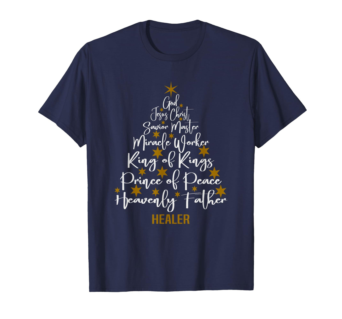 Christmas Bible Names of Jesus Tree Shaped Motivational T-Shirt