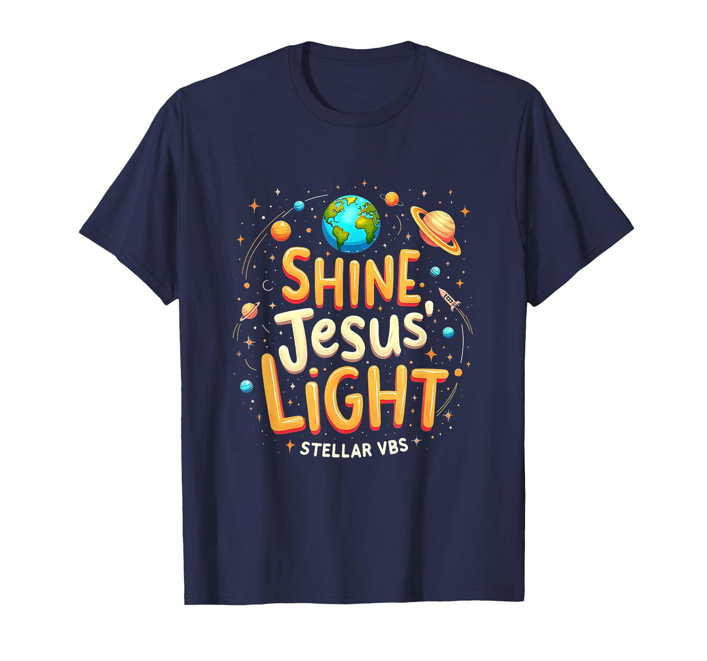 Shine Jesus Light Stellar VBS Christian Astronaut Space T-Shirt