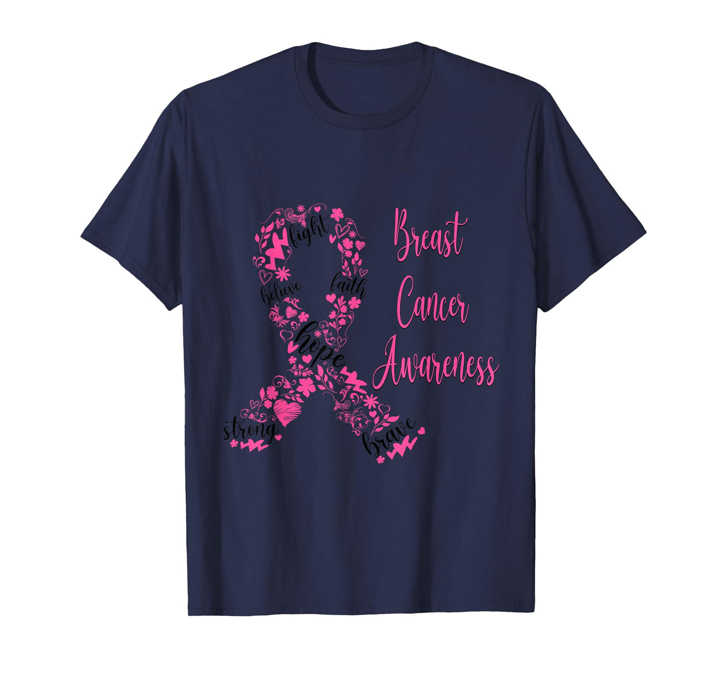 Faith Hope Breast Cancer Aware Pink Ribbon Christian Pajama T-Shirt