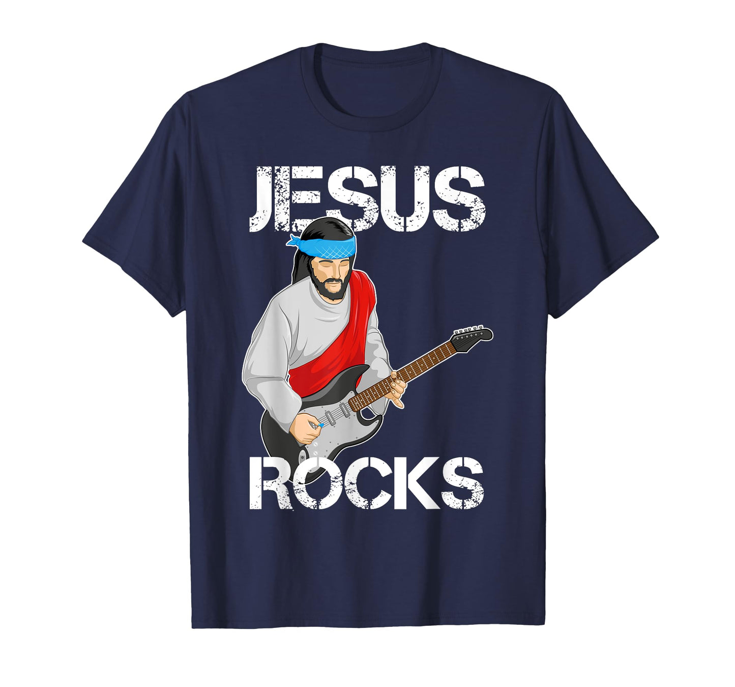 Jesus Rocks on Electric Guitar - Funny Christian T Shirt T-Shirt