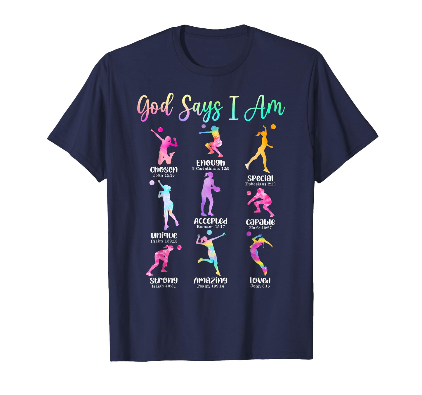 God Says I Am Volleyball Girls Teens Kid Christian Religious T-Shirt