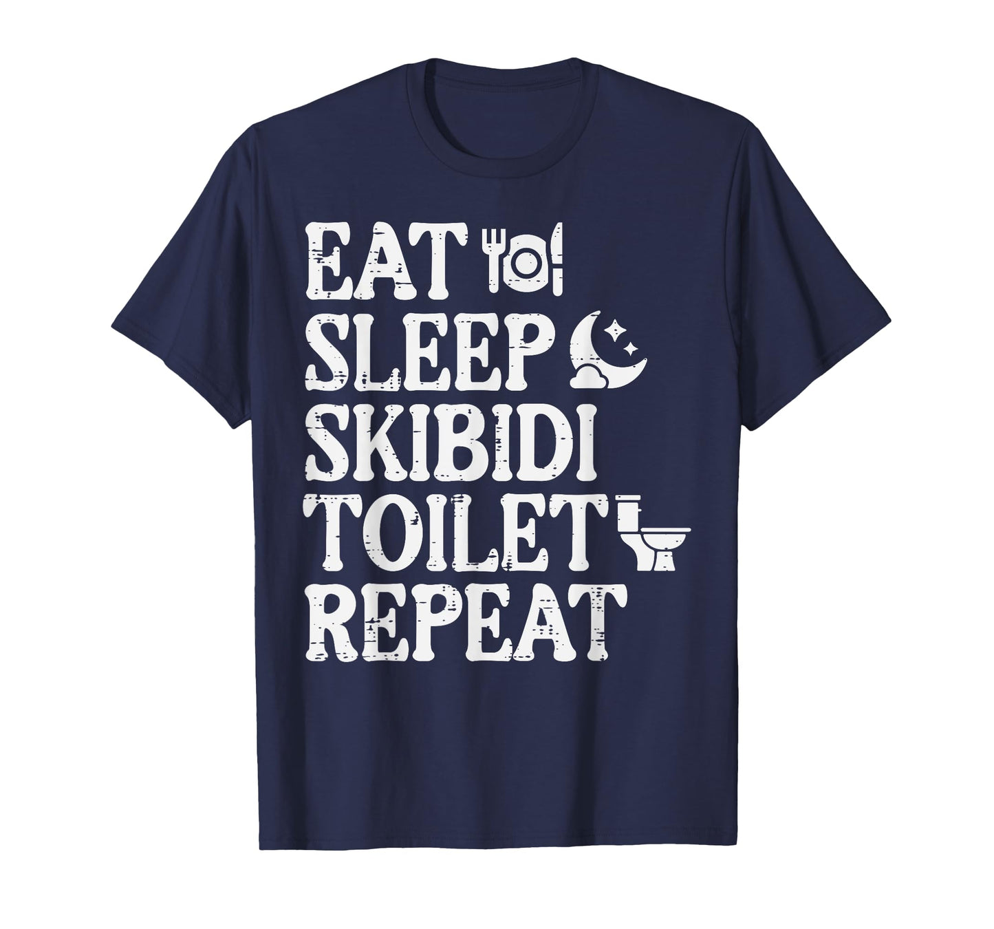 Eat Sleep Skibidi Repeat Funny Toilet Rizz Meme Teen Boys T-Shirt