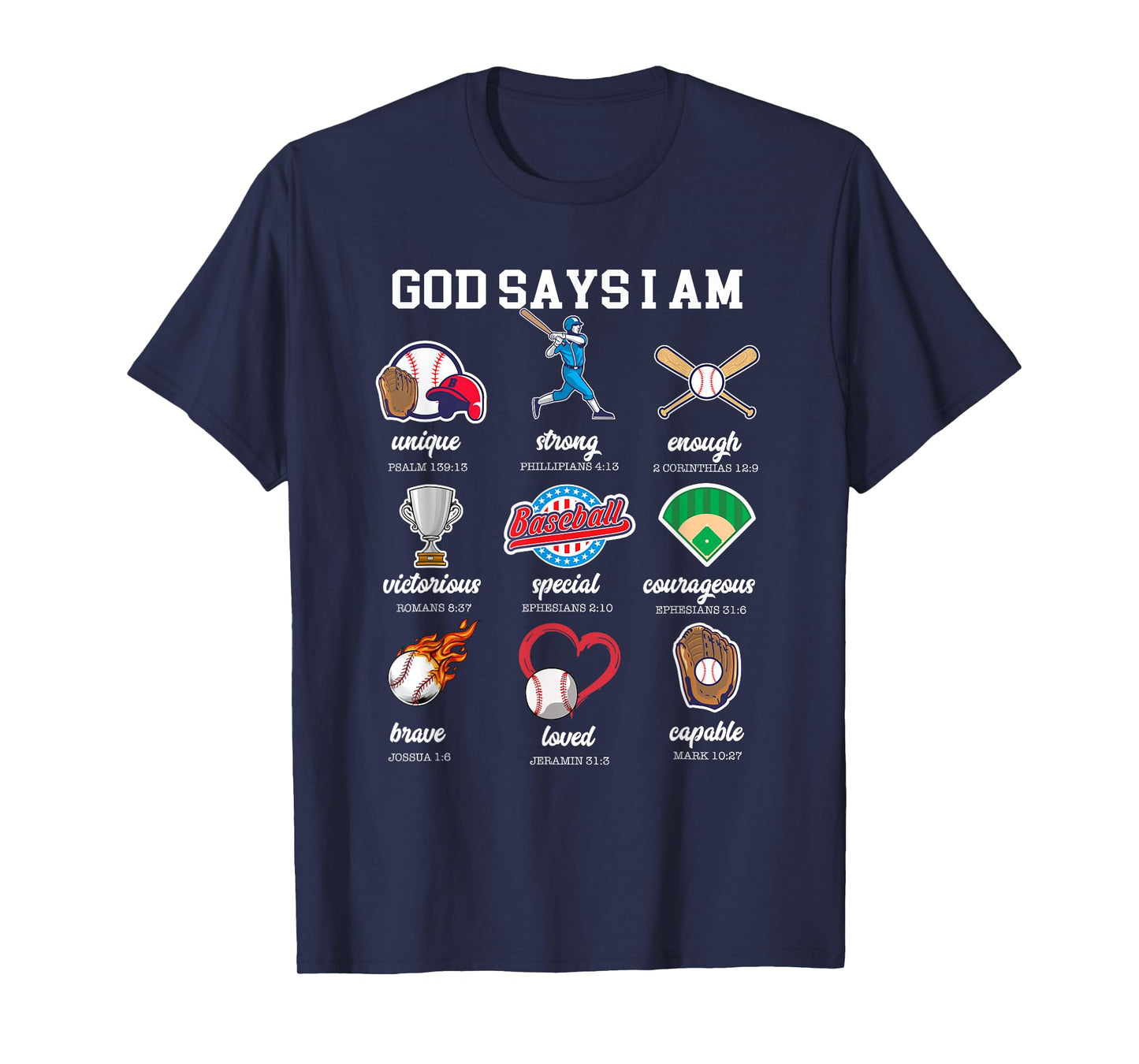 God Says I Am Baseball Christian Bible Jesus Player Kids Boy T-Shirt