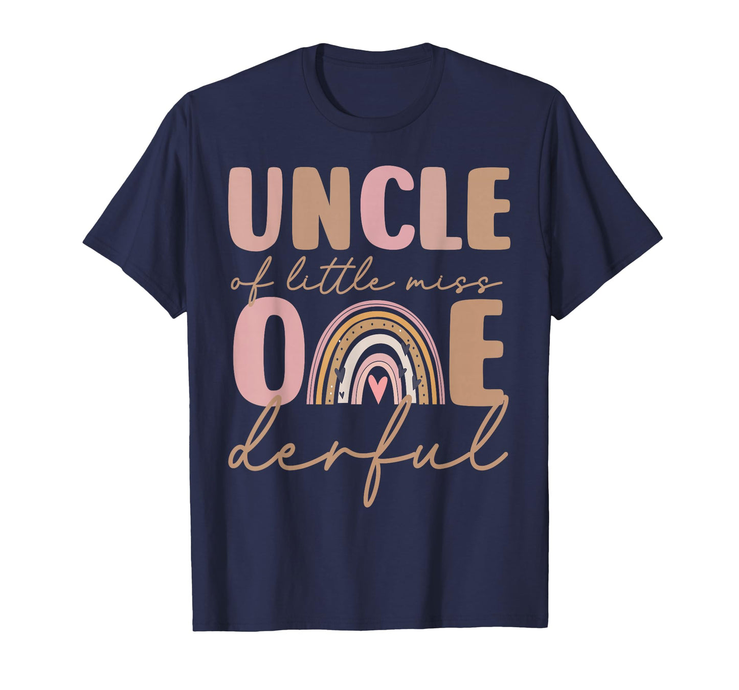 Uncle of Little Miss Onederful First Birthday Boho Rainbow T-Shirt