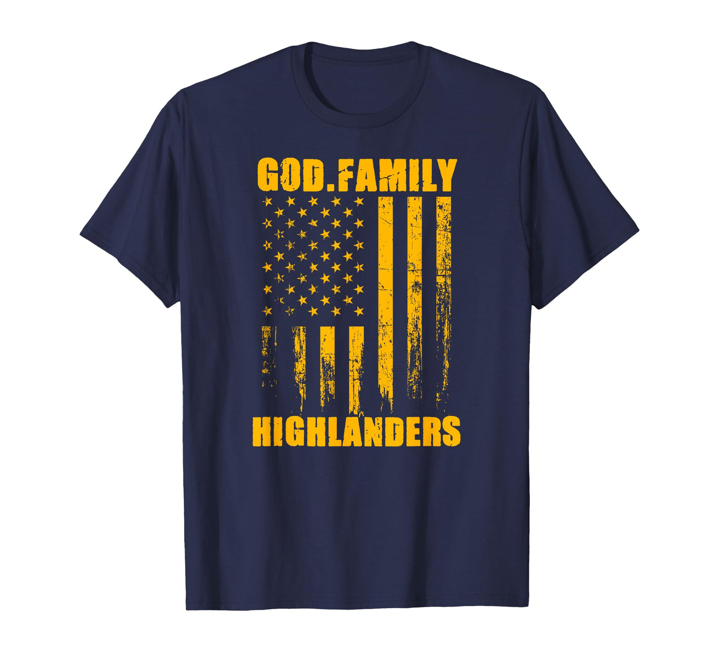Glenvar Highlanders God. Family. Vintage USA Flag T-Shirt