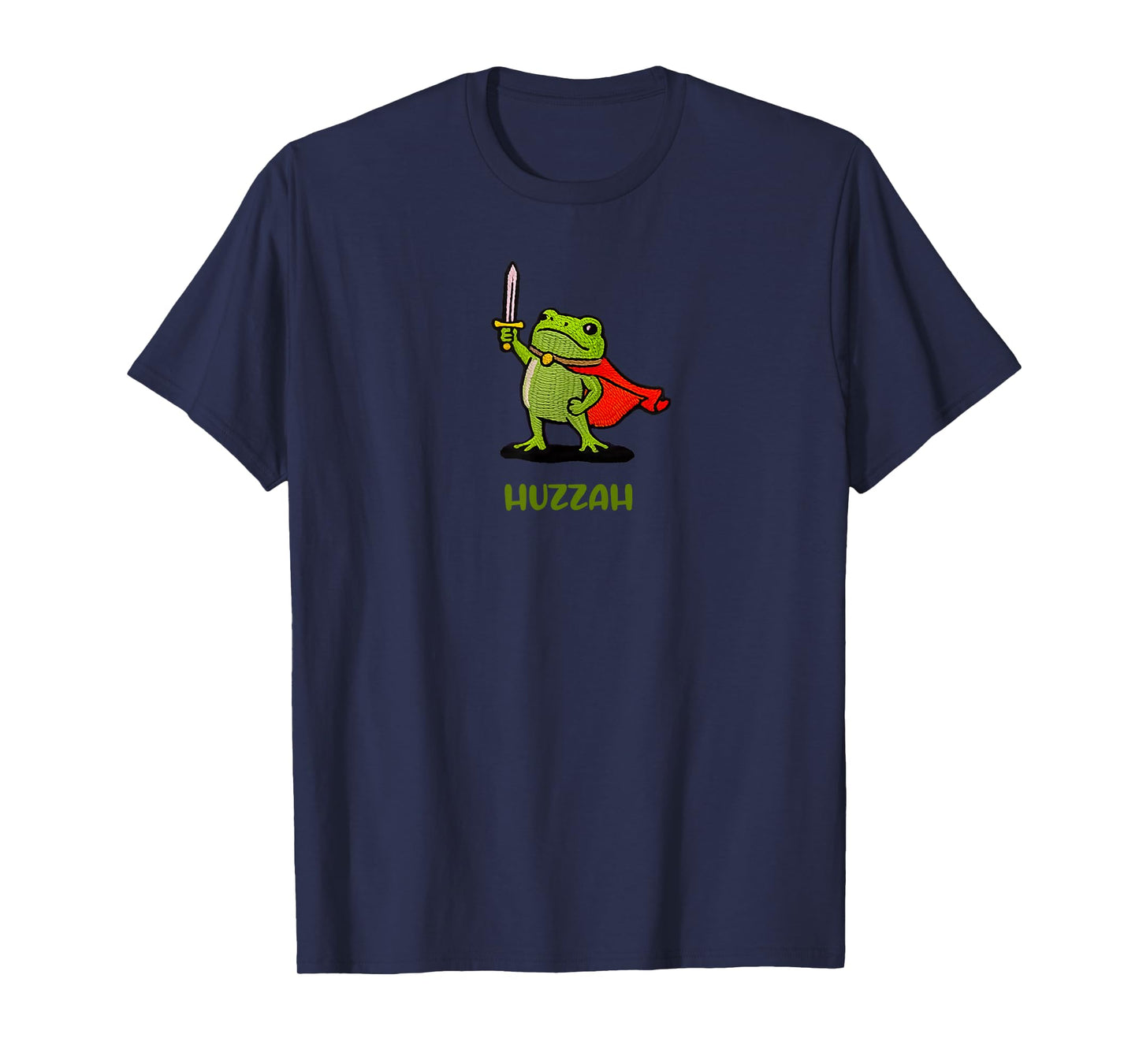 Funny Frog Knight with Sword Huzzah Quote Cute Fantasy Meme T-Shirt