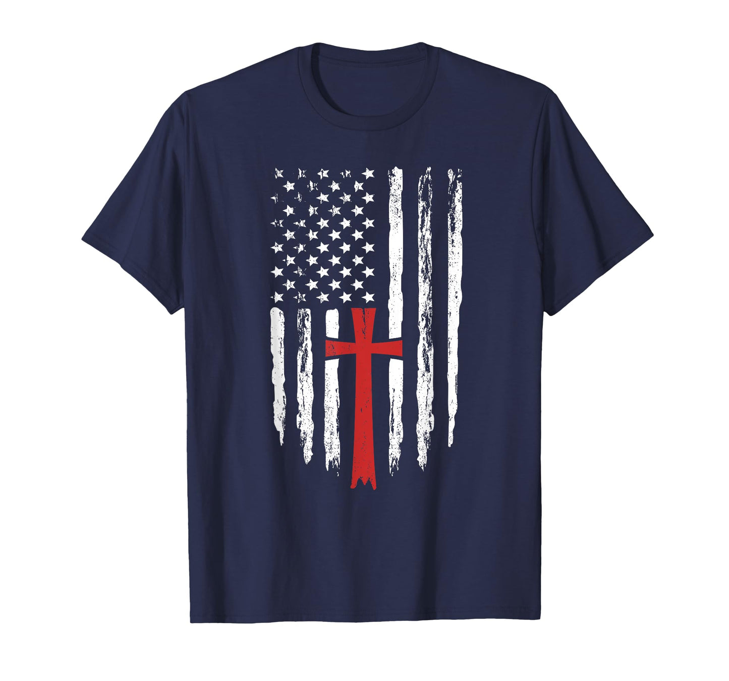 American Flag Christian Cross Religious America 4th of July T-Shirt