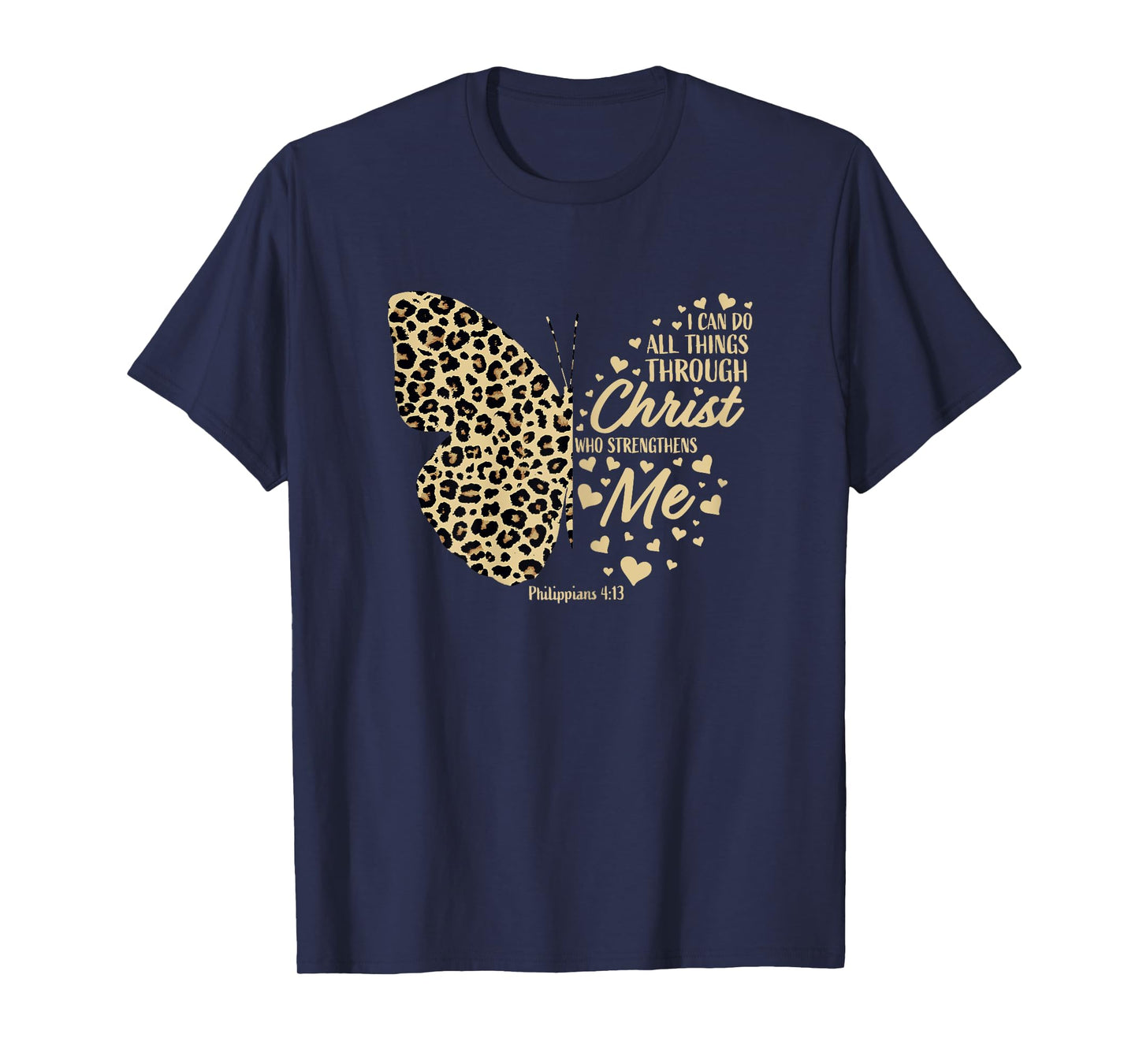 Christian Bible Verse Butterfly Cheetah Mom Women Teen Girls T-Shirt