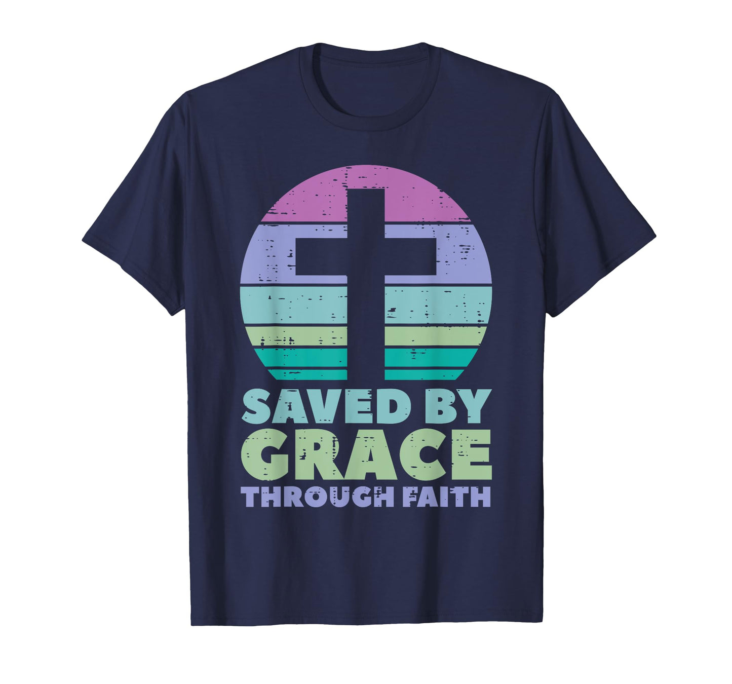 Cross Saved By Grace God Jesus Christian Men Women Kids T-Shirt