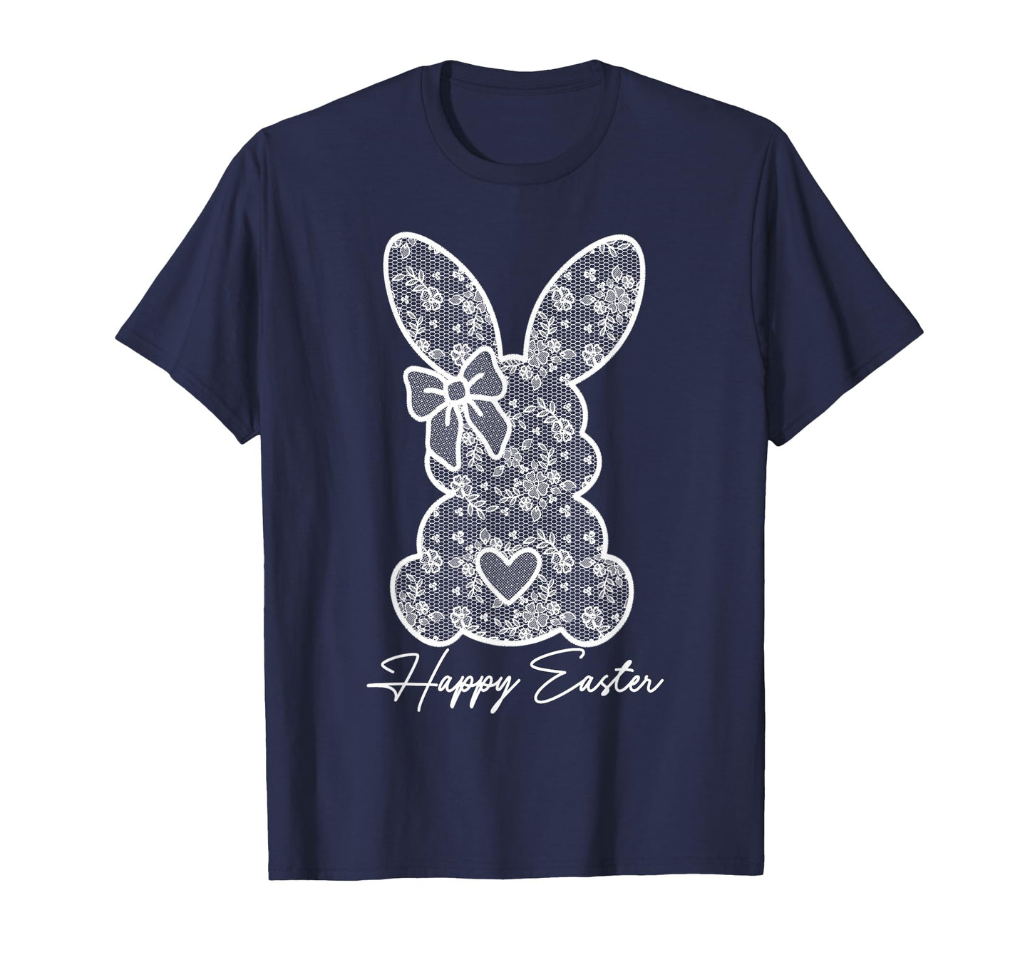 White Lace Bunny Coquette Bow Happy Easter Women Girl T-Shirt