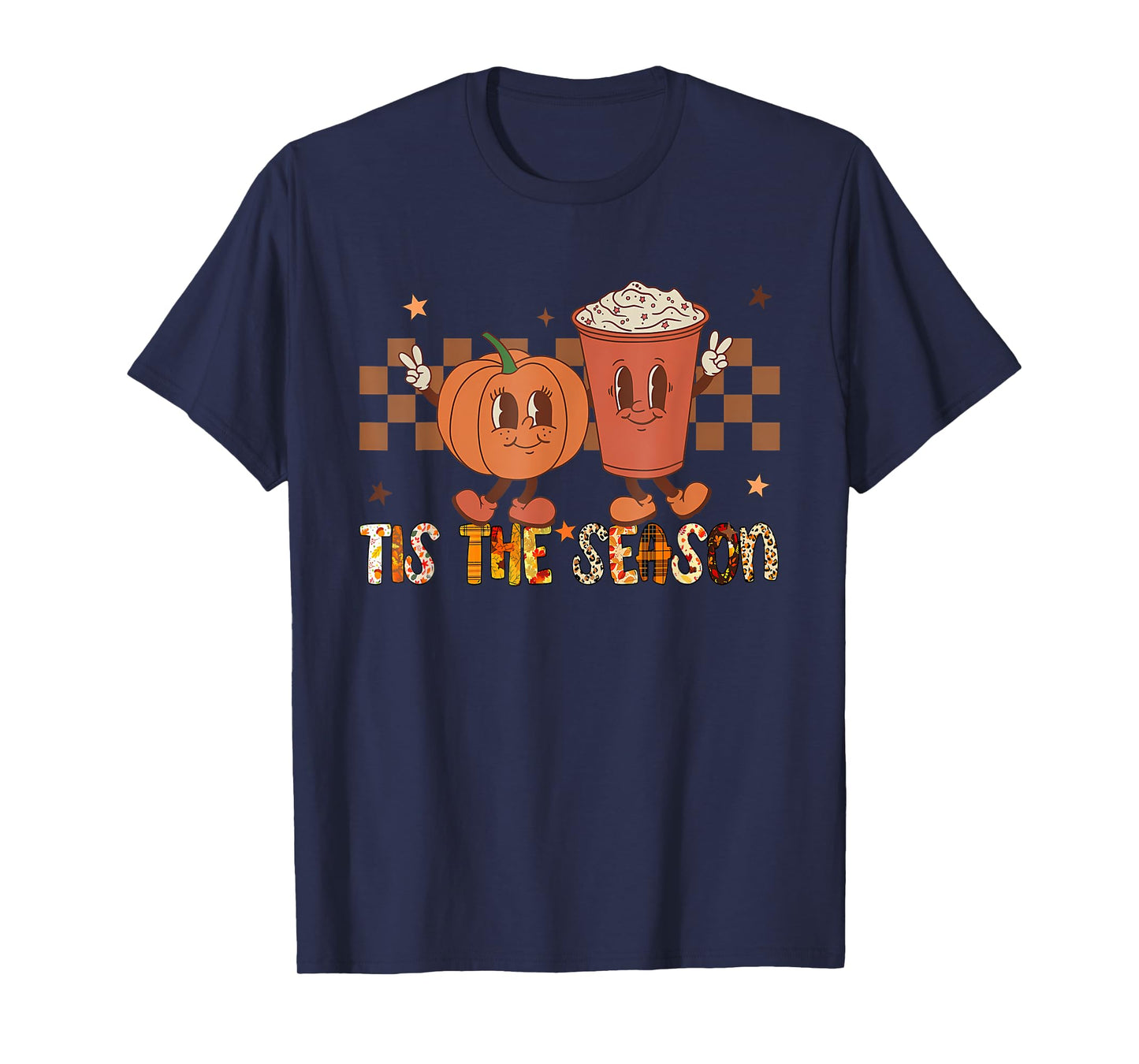 Tis The Season Pumpkin Spice Funny Fall Vibes Autumn Retro T-Shirt